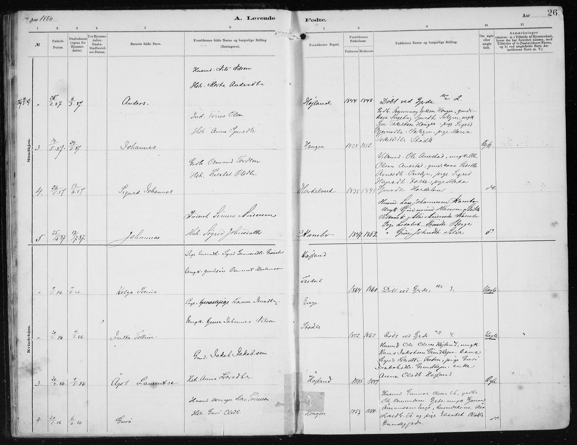 Etne sokneprestembete, SAB/A-75001/H/Haa: Parish register (official) no. B  1, 1879-1919, p. 26