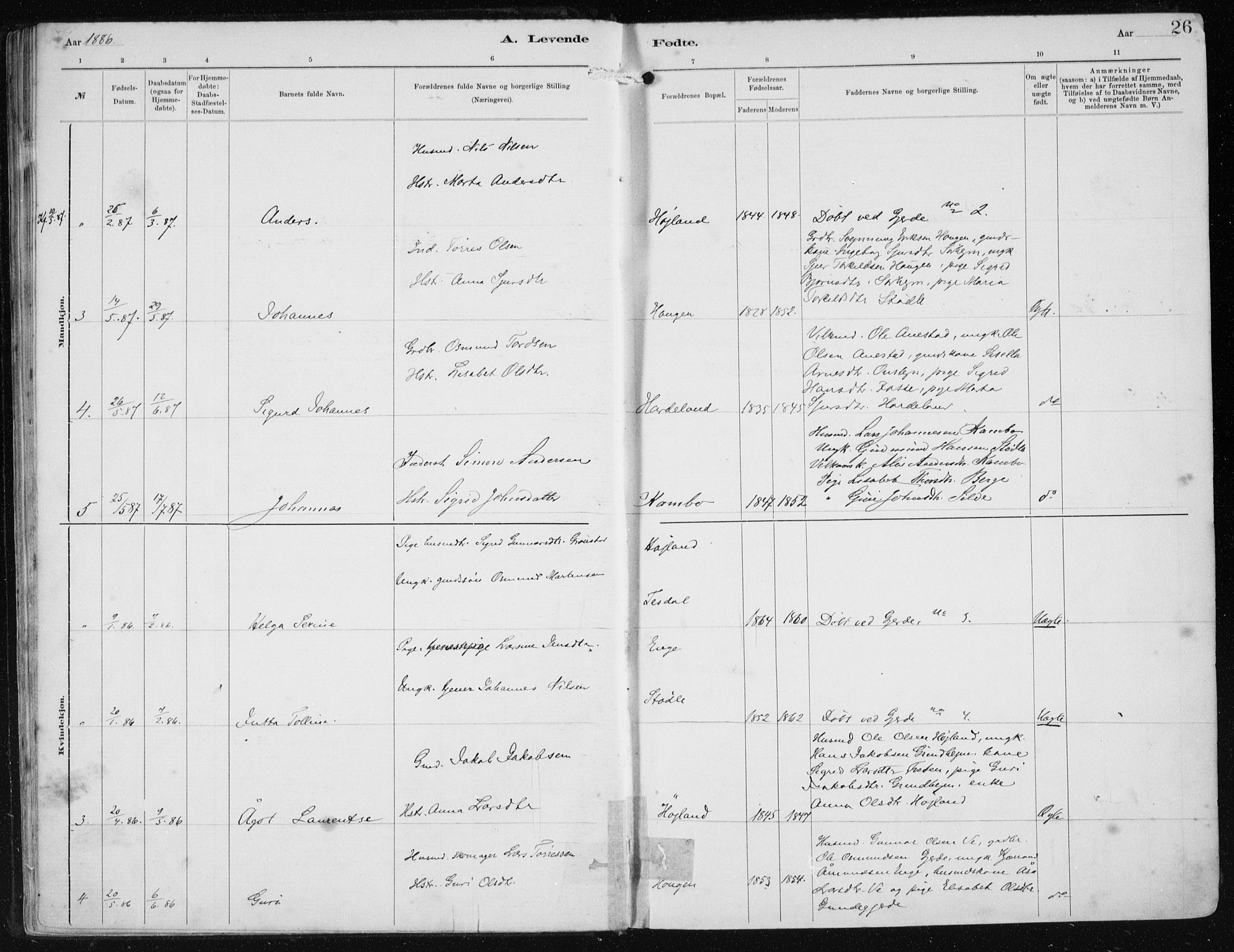 Etne sokneprestembete, AV/SAB-A-75001/H/Haa: Parish register (official) no. B  1, 1879-1919, p. 26