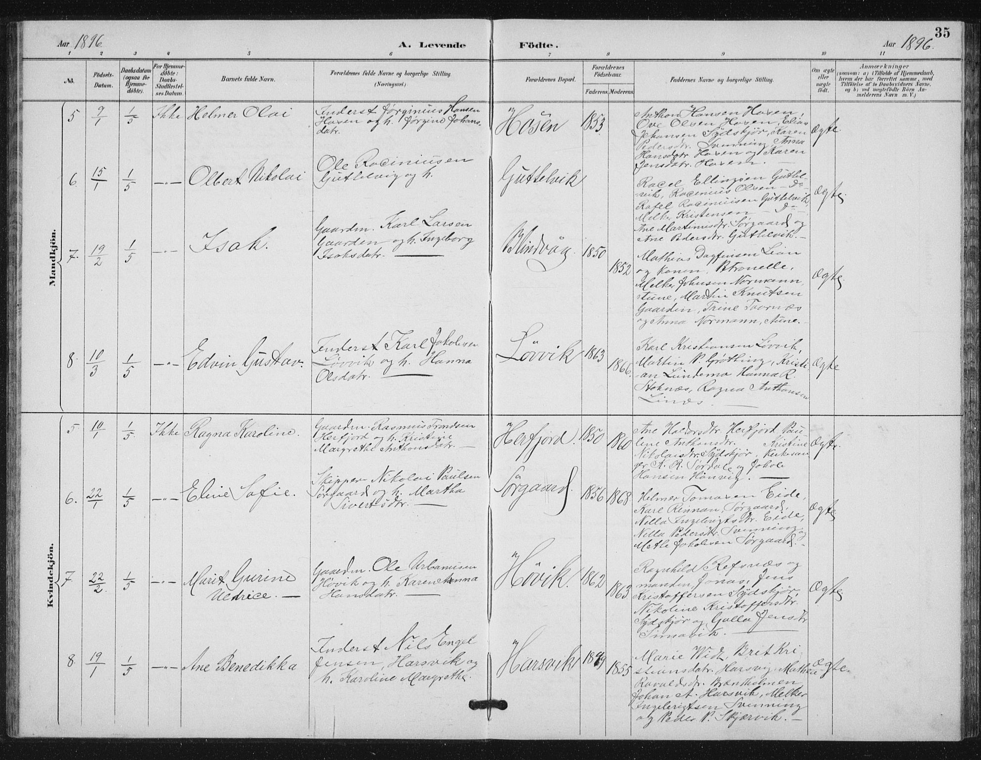 Ministerialprotokoller, klokkerbøker og fødselsregistre - Sør-Trøndelag, AV/SAT-A-1456/656/L0698: Parish register (copy) no. 656C04, 1890-1904, p. 35