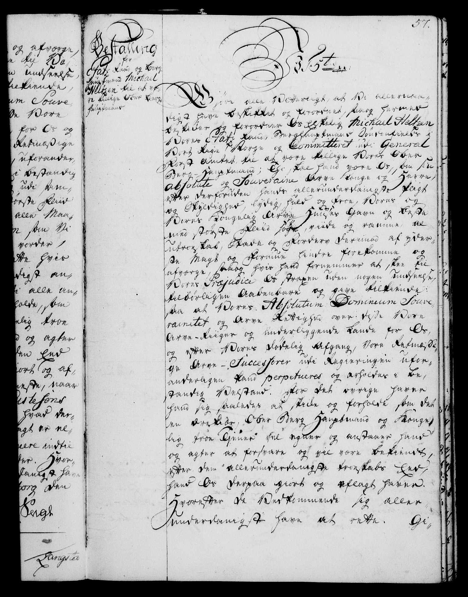 Rentekammeret, Kammerkanselliet, RA/EA-3111/G/Gg/Gge/L0004: Norsk bestallingsprotokoll med register (merket RK 53.28), 1762-1771, p. 57
