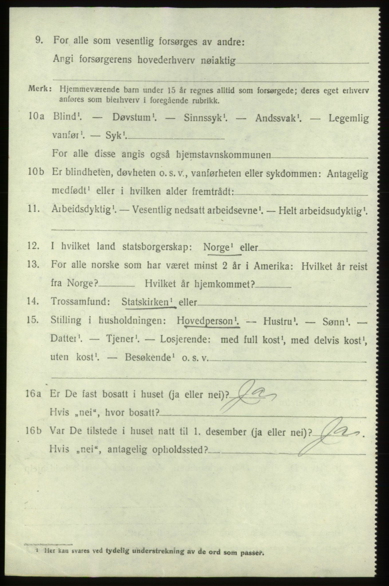 SAB, 1920 census for Tysnes, 1920, p. 7449