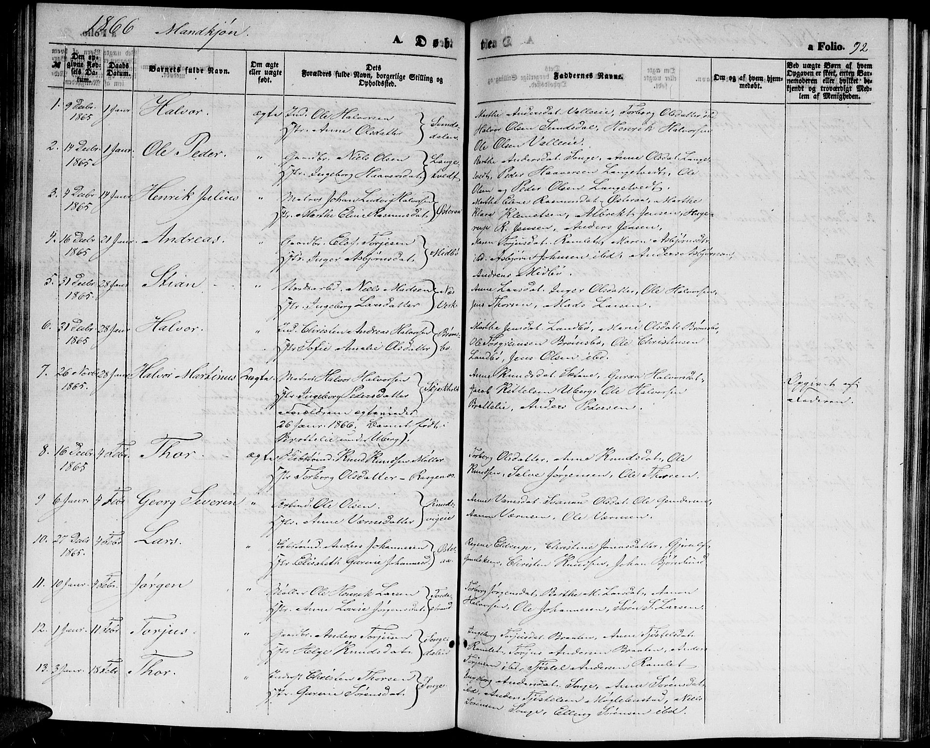 Holt sokneprestkontor, AV/SAK-1111-0021/F/Fb/L0008: Parish register (copy) no. B 8, 1858-1871, p. 92