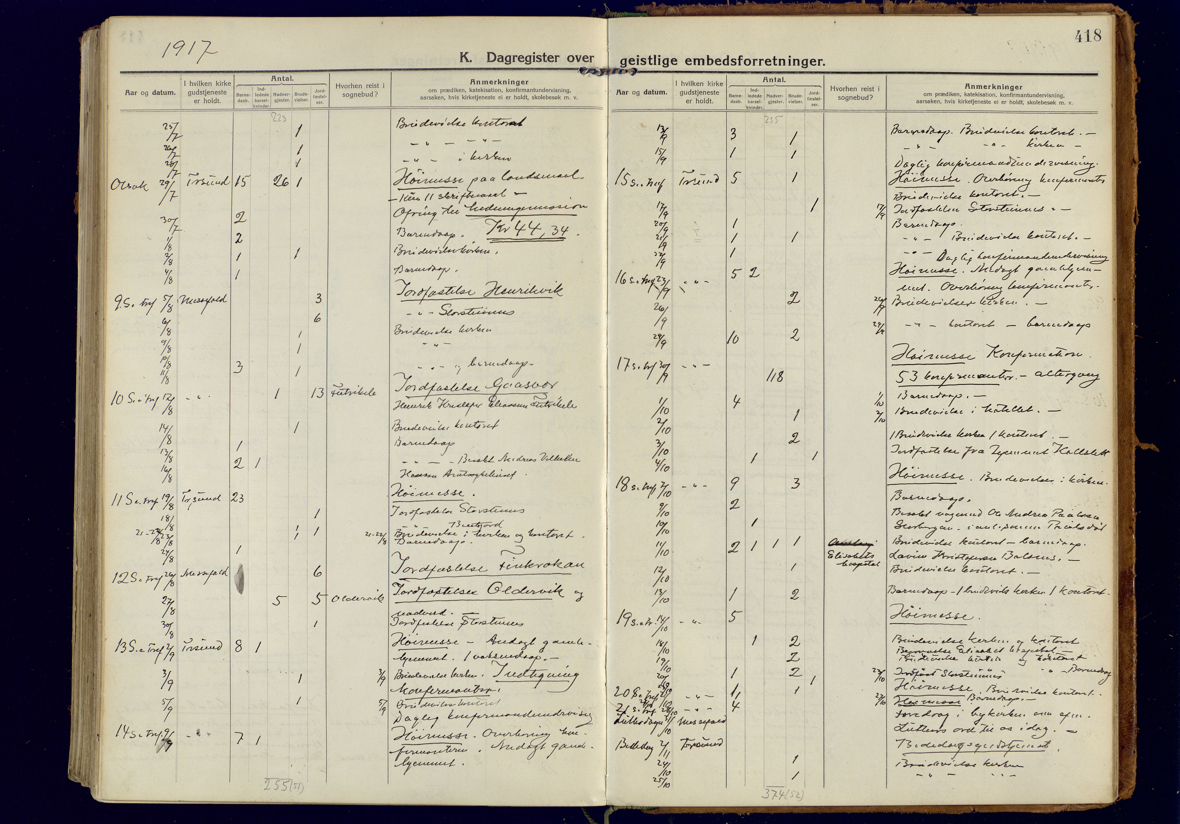 Tromsøysund sokneprestkontor, SATØ/S-1304/G/Ga/L0008kirke: Parish register (official) no. 8, 1914-1922, p. 418