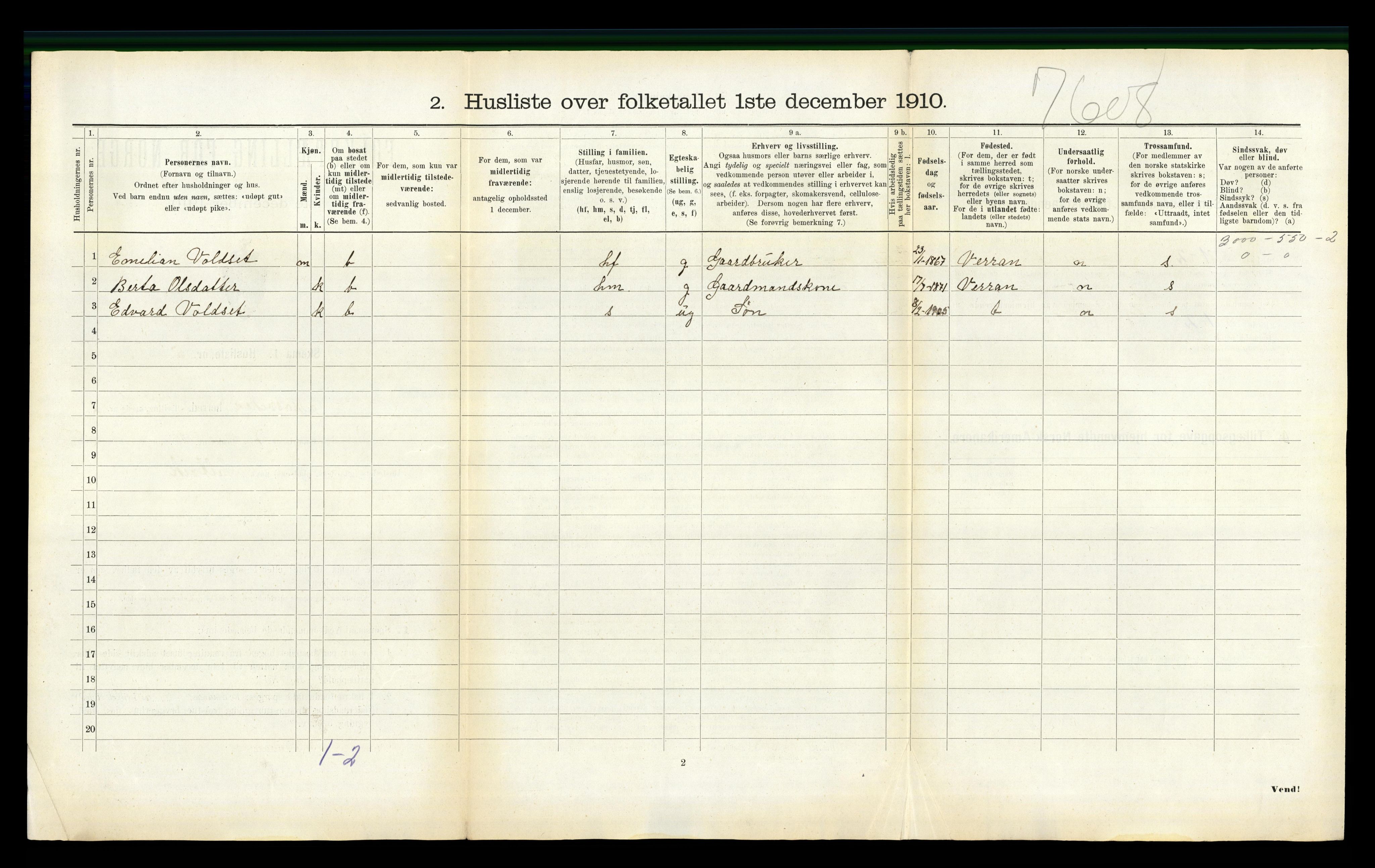 RA, 1910 census for Mosvik, 1910, p. 81