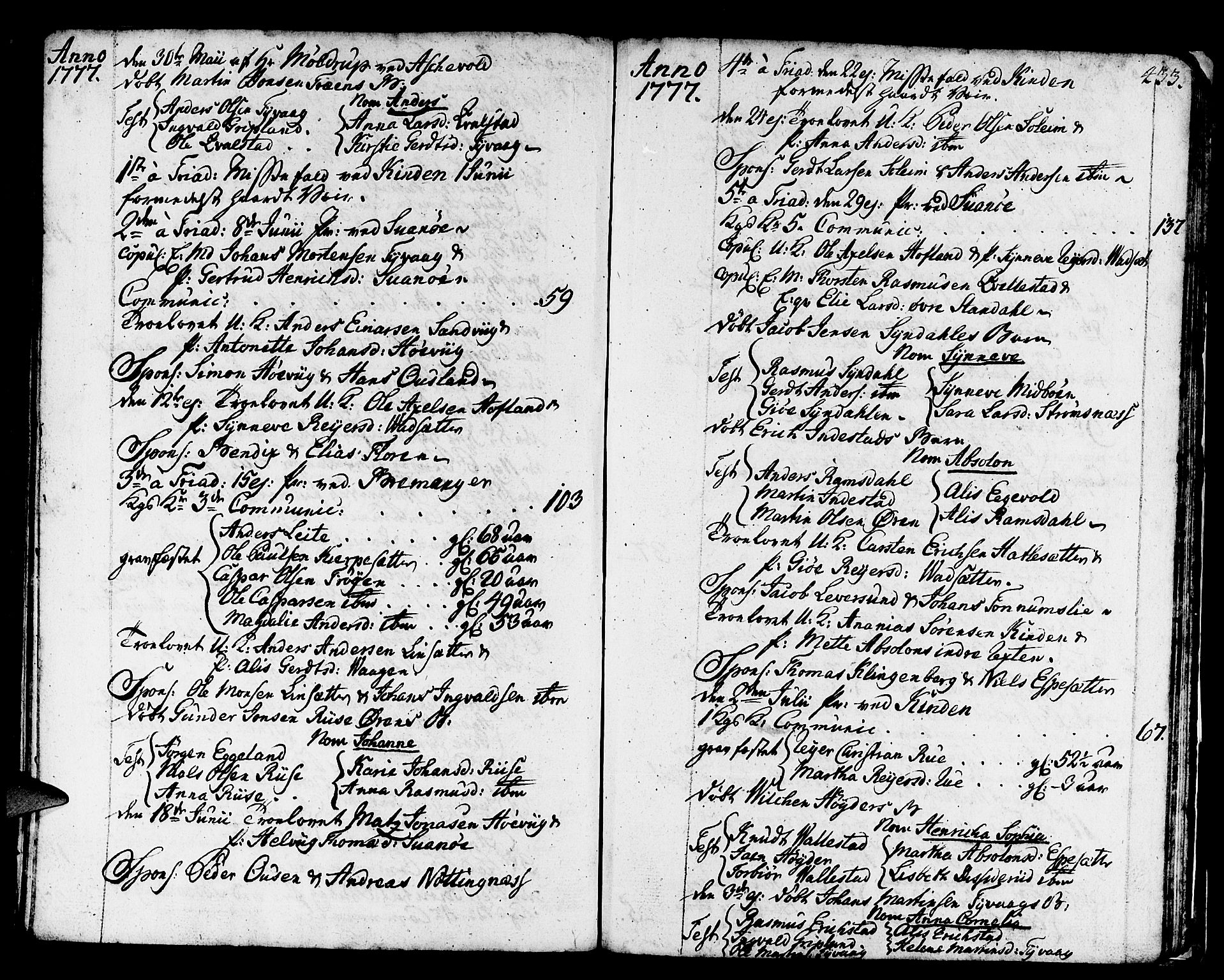 Kinn sokneprestembete, AV/SAB-A-80801/H/Haa/Haaa/L0002: Parish register (official) no. A 2, 1729-1785, p. 433