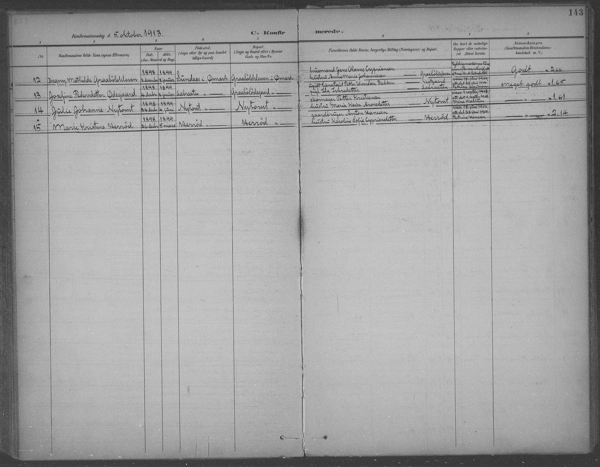Aremark prestekontor Kirkebøker, SAO/A-10899/F/Fb/L0005: Parish register (official) no. II 5, 1895-1919, p. 143