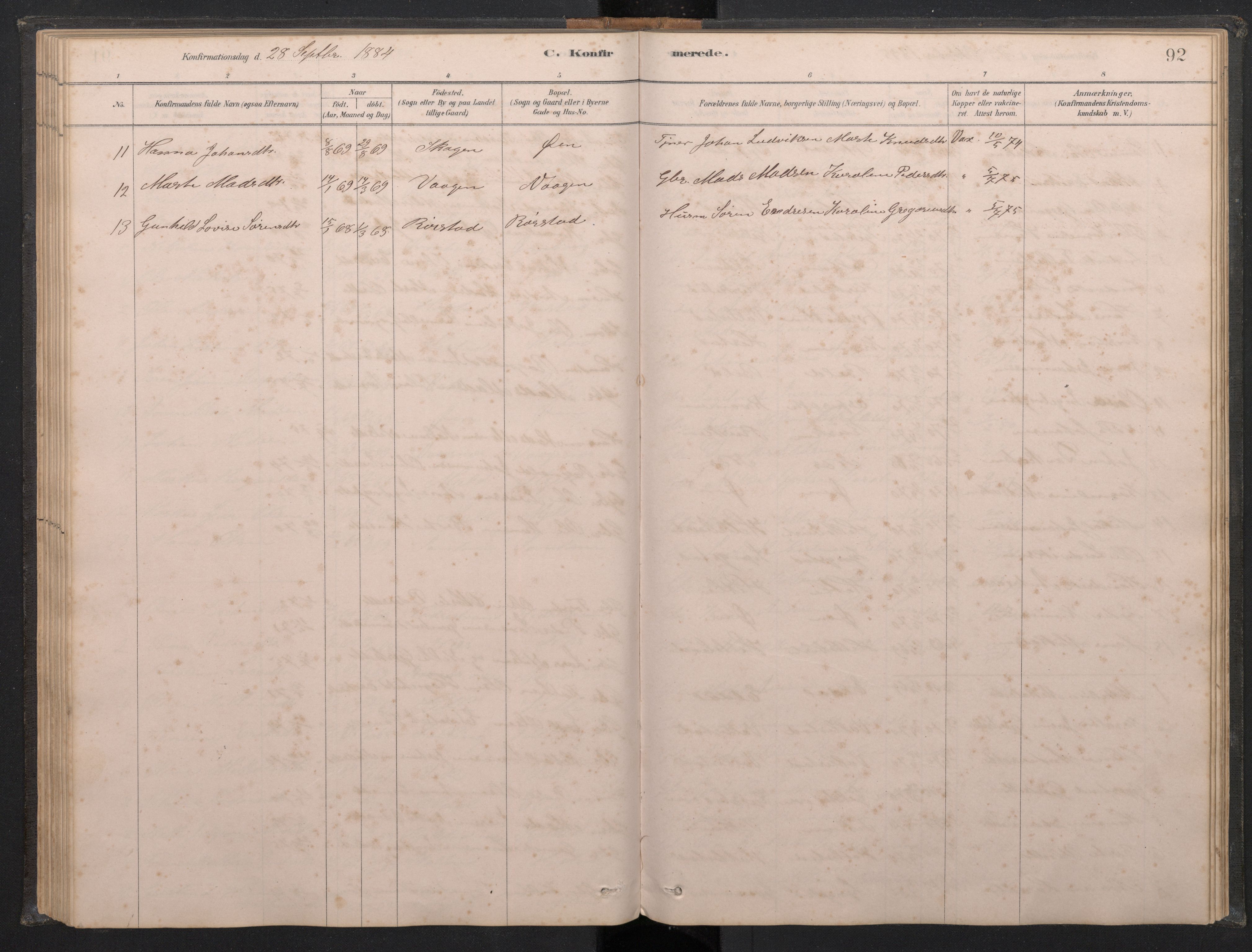 Gaular sokneprestembete, AV/SAB-A-80001/H/Hab: Parish register (copy) no. C 3, 1878-1897, p. 91b-92a