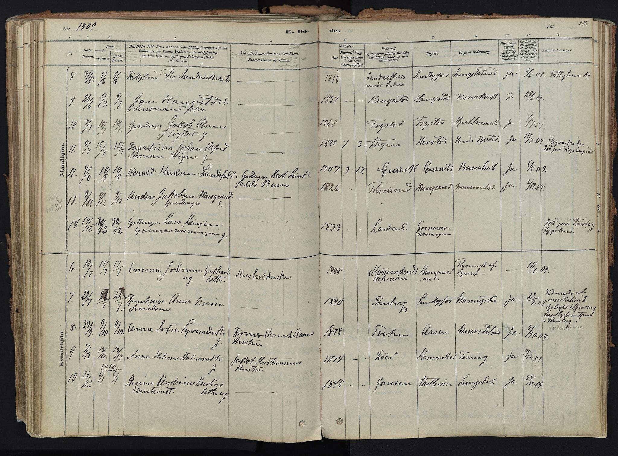 Hof kirkebøker, AV/SAKO-A-64/F/Fa/L0007: Parish register (official) no. I 7, 1878-1940, p. 296