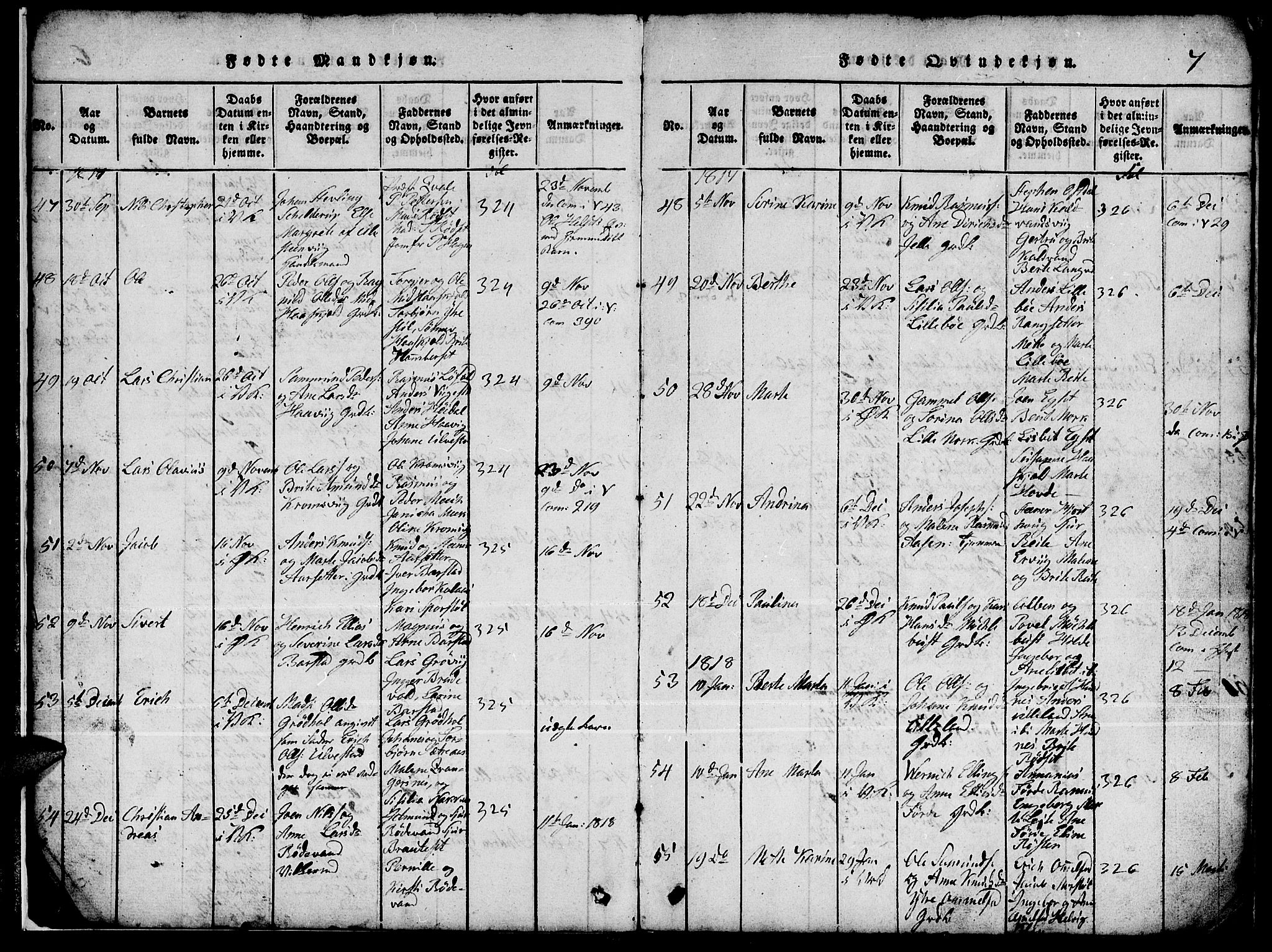 Ministerialprotokoller, klokkerbøker og fødselsregistre - Møre og Romsdal, AV/SAT-A-1454/511/L0155: Parish register (copy) no. 511C01, 1817-1829, p. 7