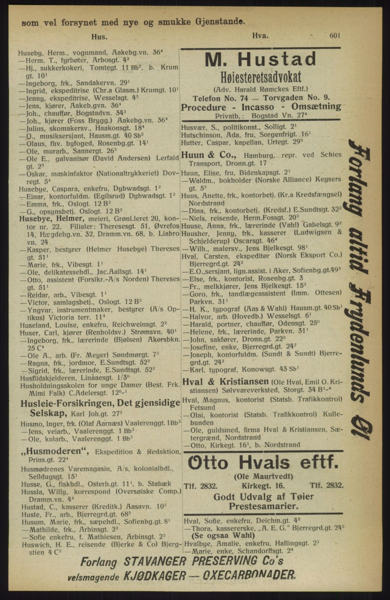 Kristiania/Oslo adressebok, PUBL/-, 1914, p. 601