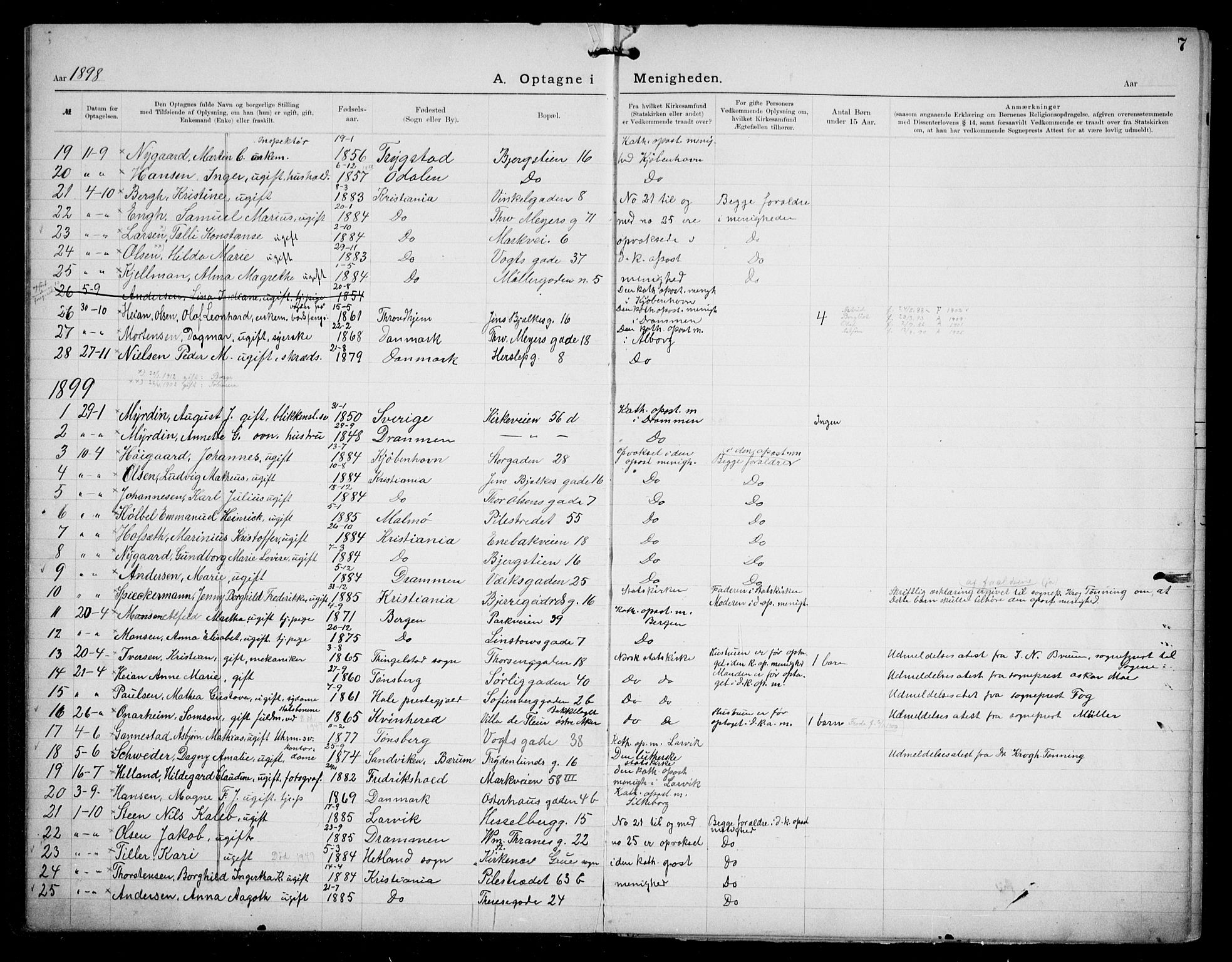 Den katolsk apostoliske menighet i Oslo , SAO/PAO-0214/F/Fa/L0002: Dissenter register no. 2, 1892-1937, p. 7