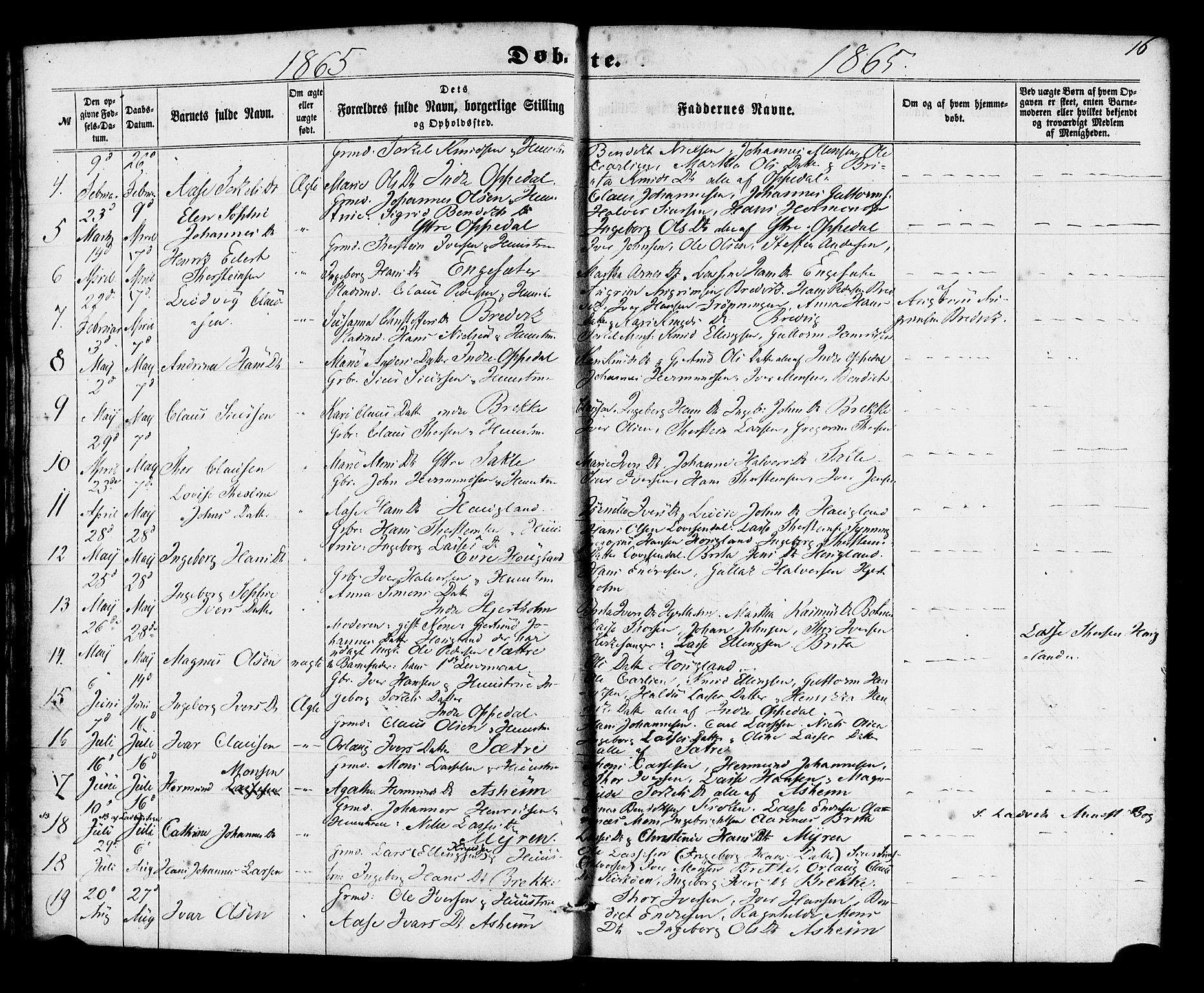 Gulen sokneprestembete, AV/SAB-A-80201/H/Haa/Haac/L0001: Parish register (official) no. C 1, 1859-1881, p. 16