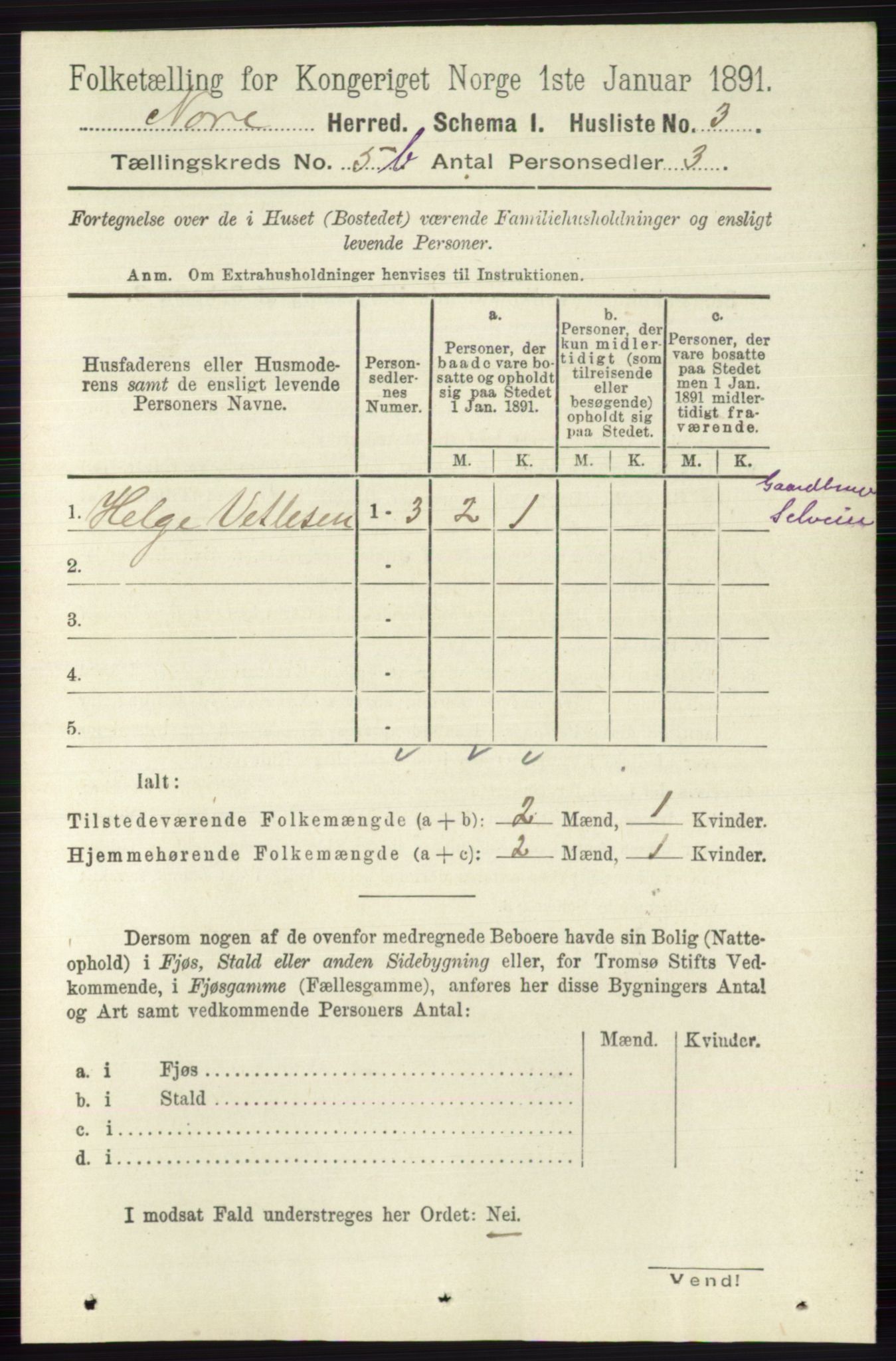 RA, 1891 census for 0633 Nore, 1891, p. 1763