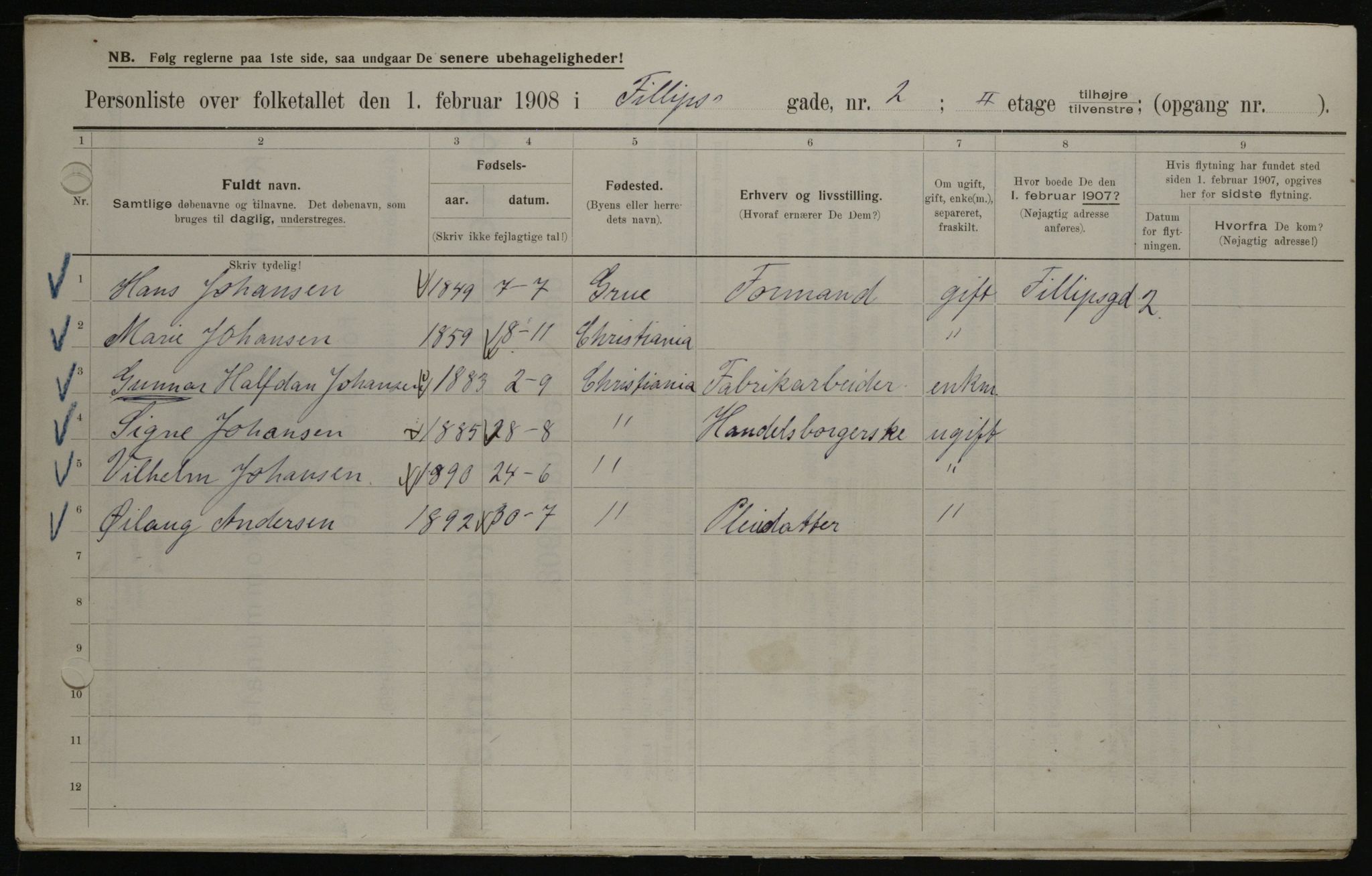 OBA, Municipal Census 1908 for Kristiania, 1908, p. 21895