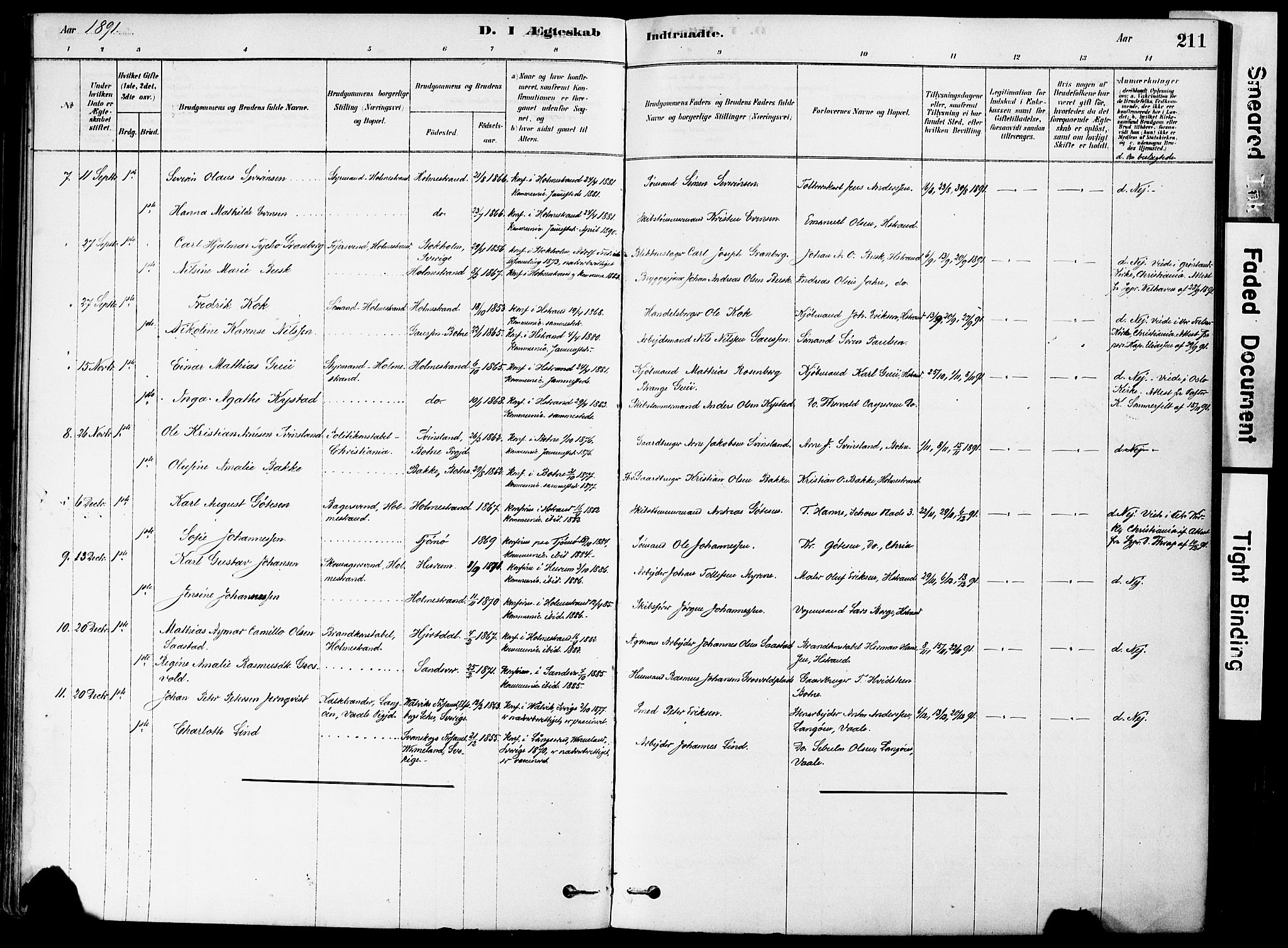 Holmestrand kirkebøker, AV/SAKO-A-346/F/Fa/L0004: Parish register (official) no. 4, 1880-1901, p. 211