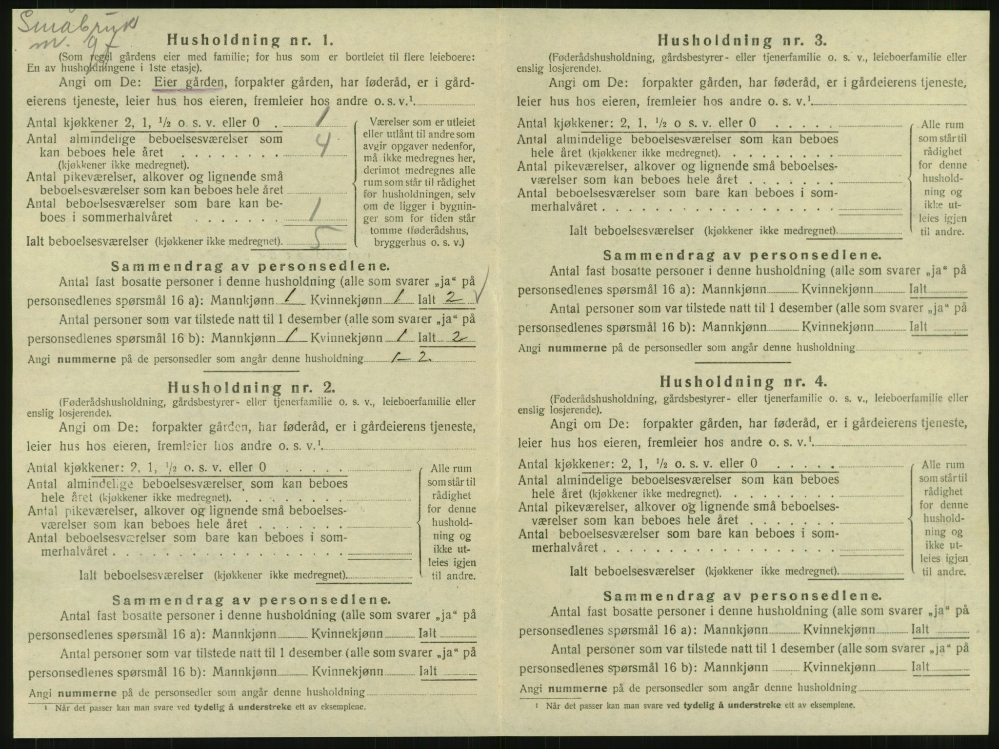 SAT, 1920 census for Ytterøy, 1920, p. 26