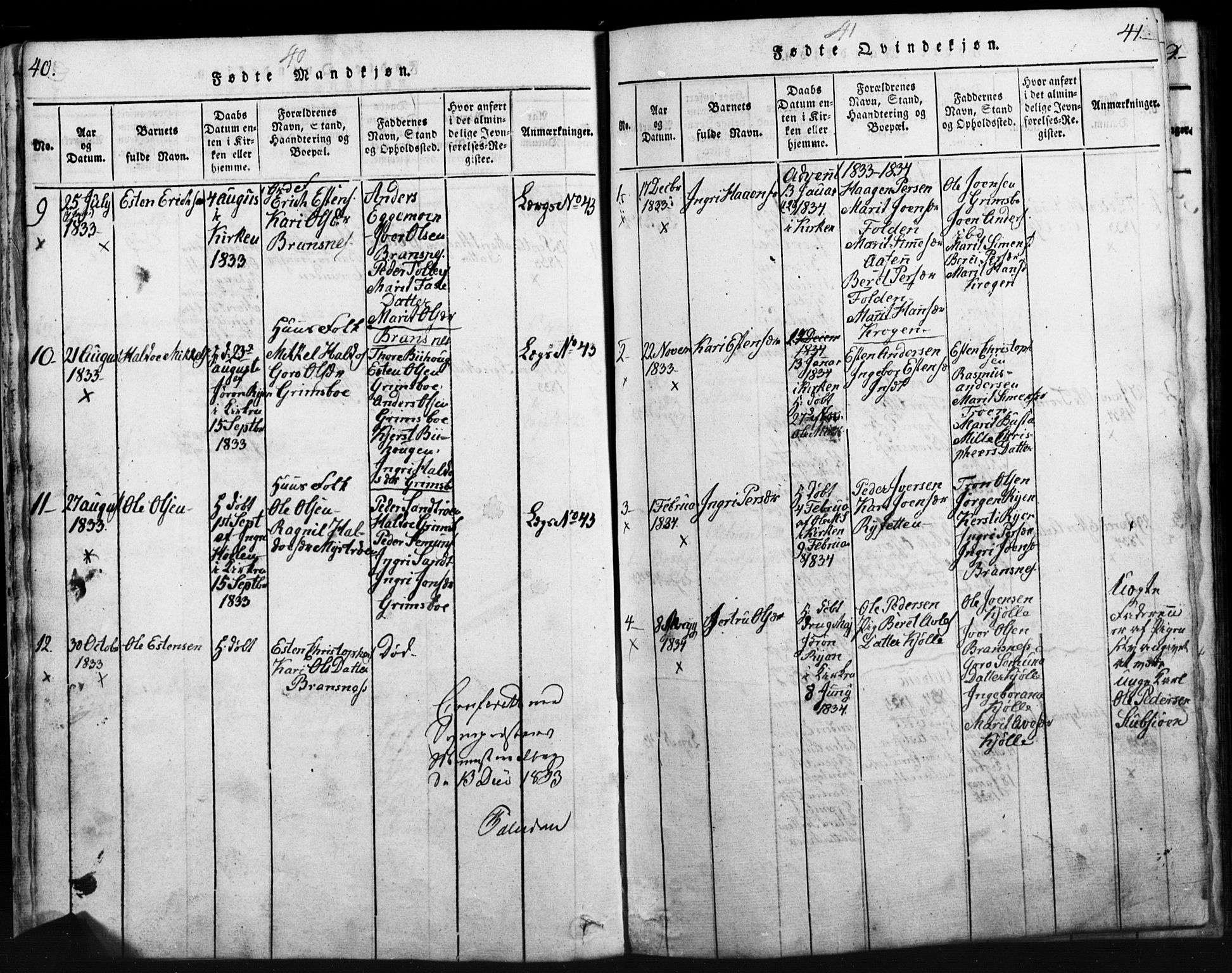 Tynset prestekontor, SAH/PREST-058/H/Ha/Hab/L0003: Parish register (copy) no. 3, 1814-1862, p. 40-41