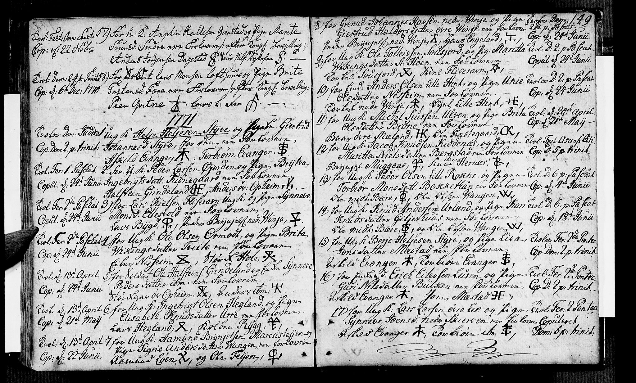 Voss sokneprestembete, AV/SAB-A-79001/H/Haa: Parish register (official) no. A 7, 1731-1773, p. 149