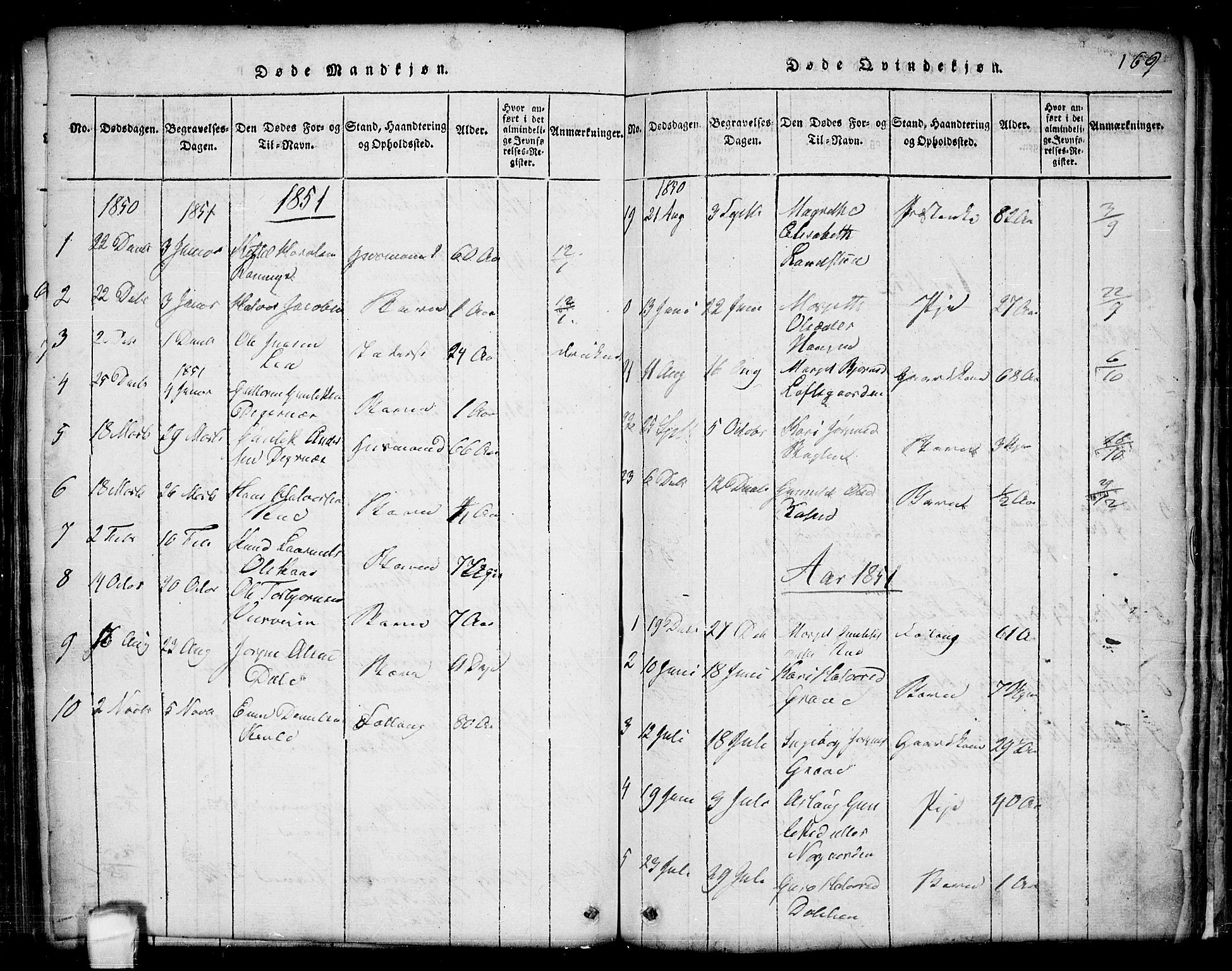 Seljord kirkebøker, SAKO/A-20/G/Ga/L0001: Parish register (copy) no. I 1, 1815-1854, p. 169