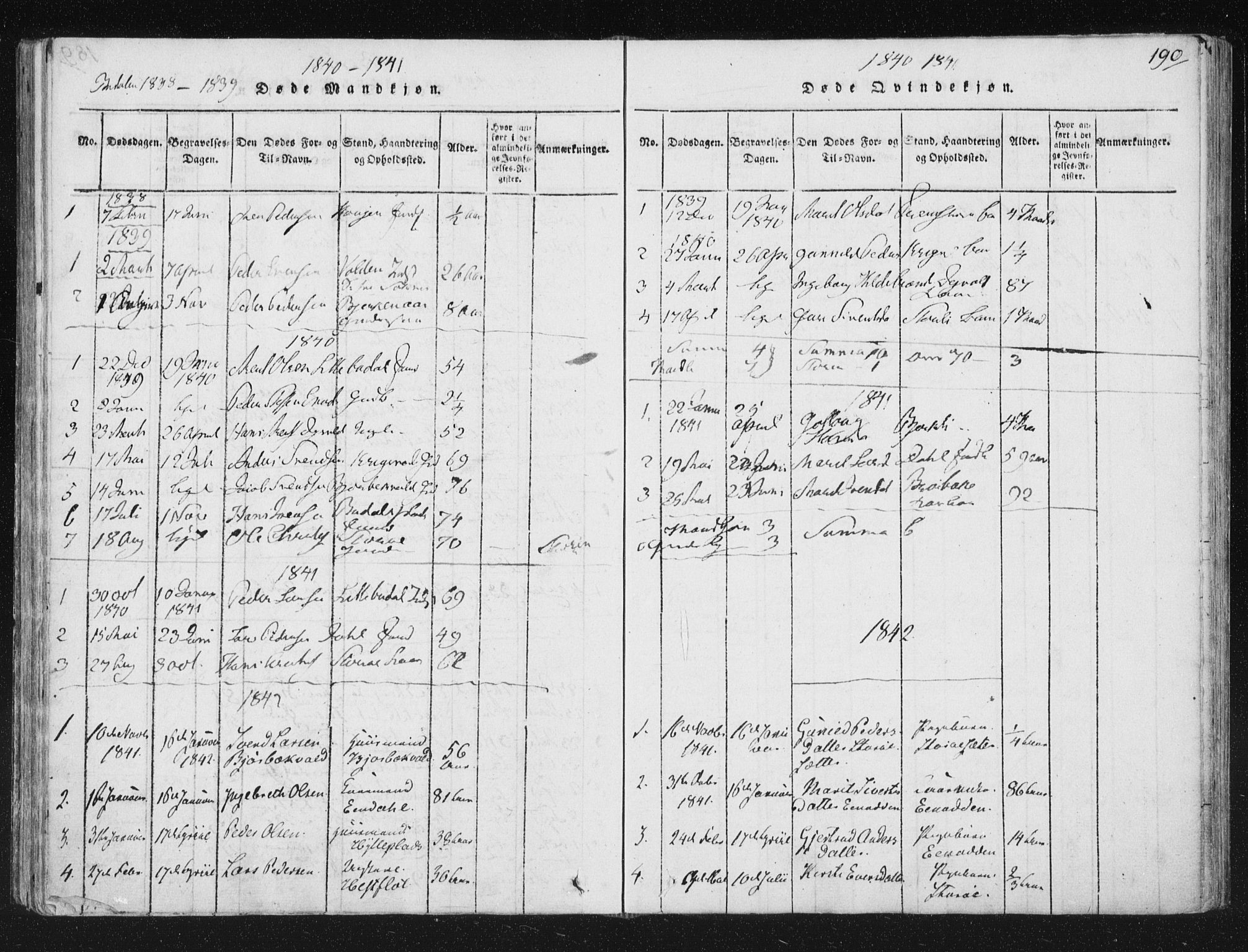 Ministerialprotokoller, klokkerbøker og fødselsregistre - Sør-Trøndelag, SAT/A-1456/687/L0996: Parish register (official) no. 687A04, 1816-1842, p. 190