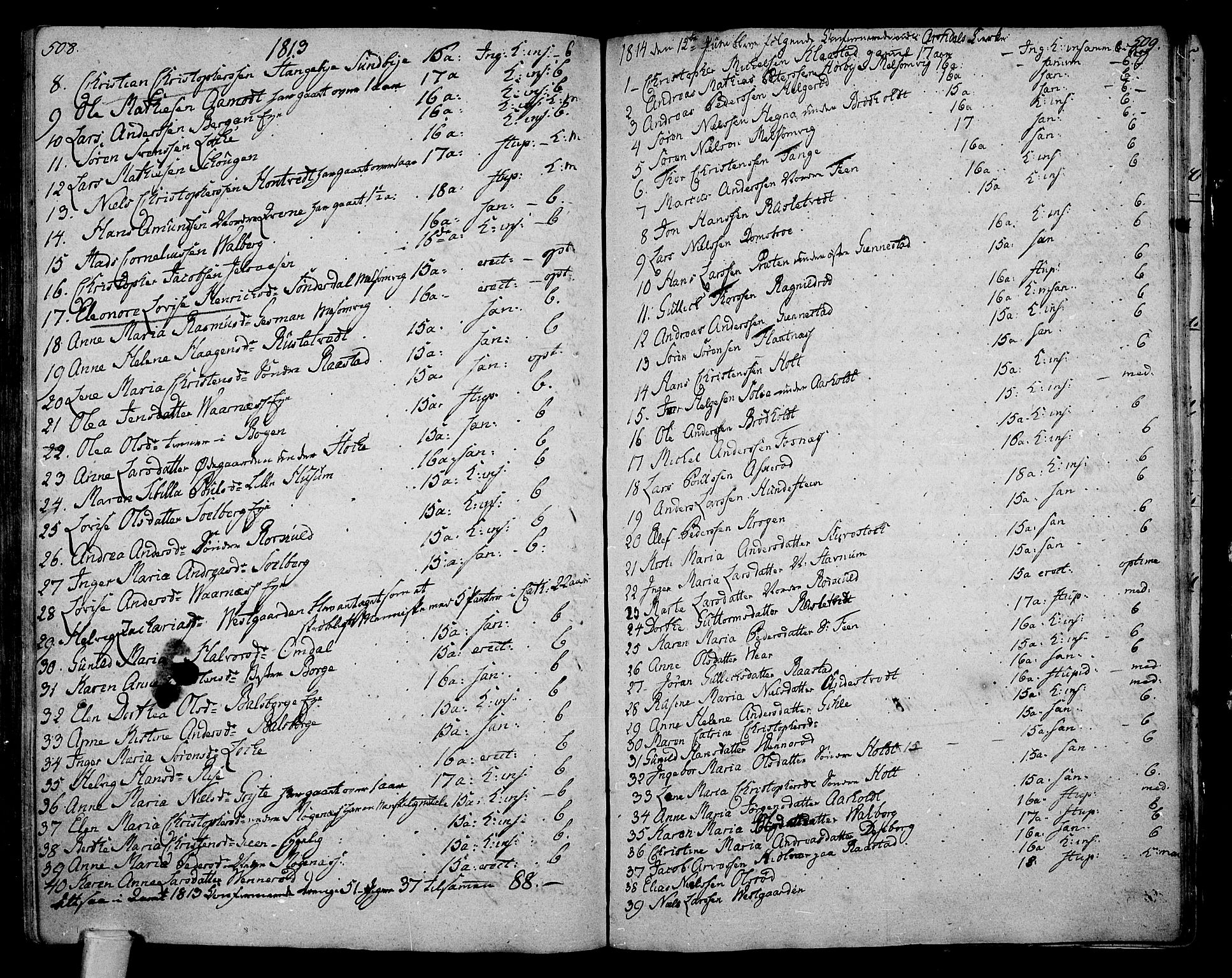 Stokke kirkebøker, AV/SAKO-A-320/F/Fa/L0004: Parish register (official) no. I 4, 1804-1815, p. 508-509