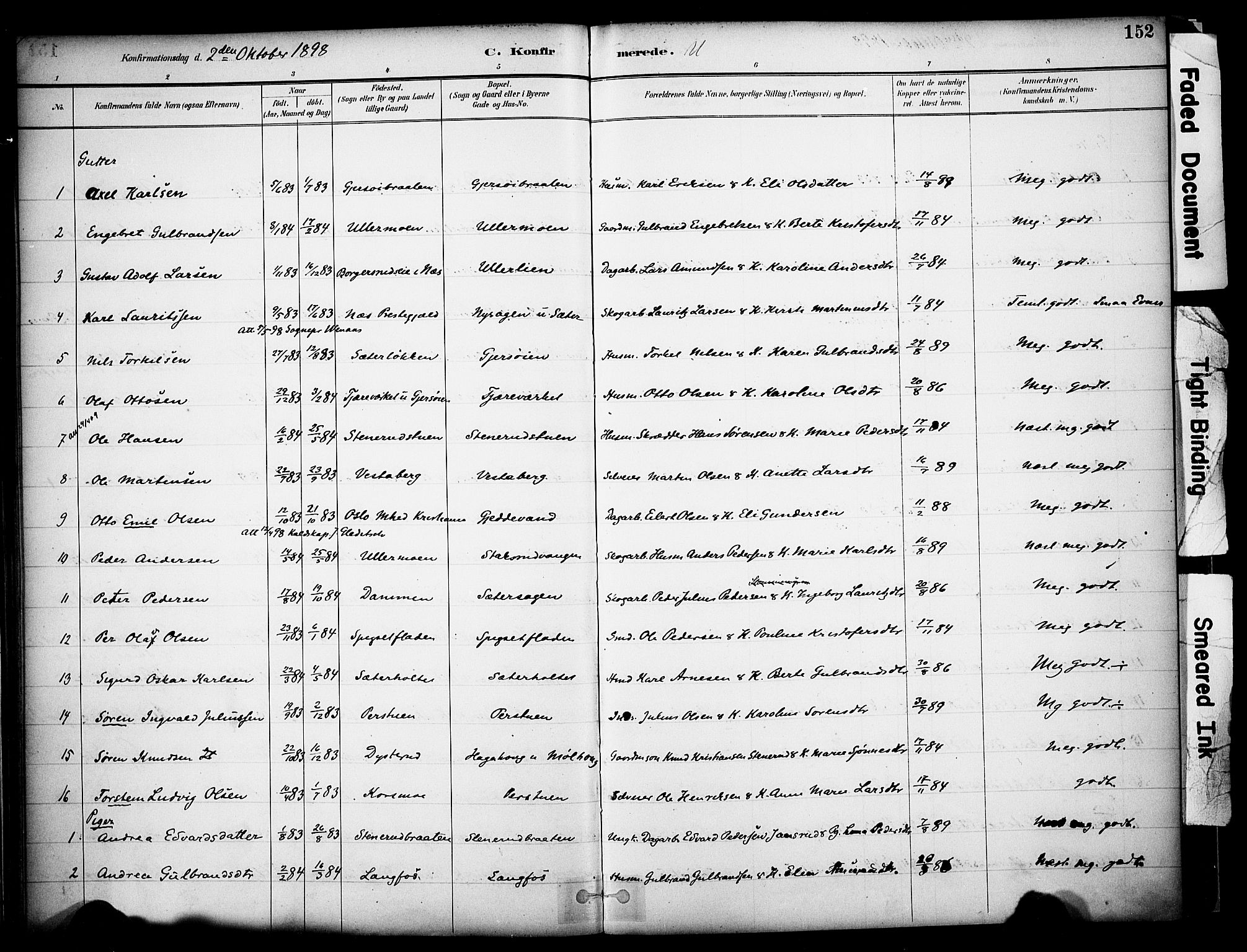 Sør-Odal prestekontor, AV/SAH-PREST-030/H/Ha/Haa/L0008: Parish register (official) no. 8, 1886-1922, p. 152