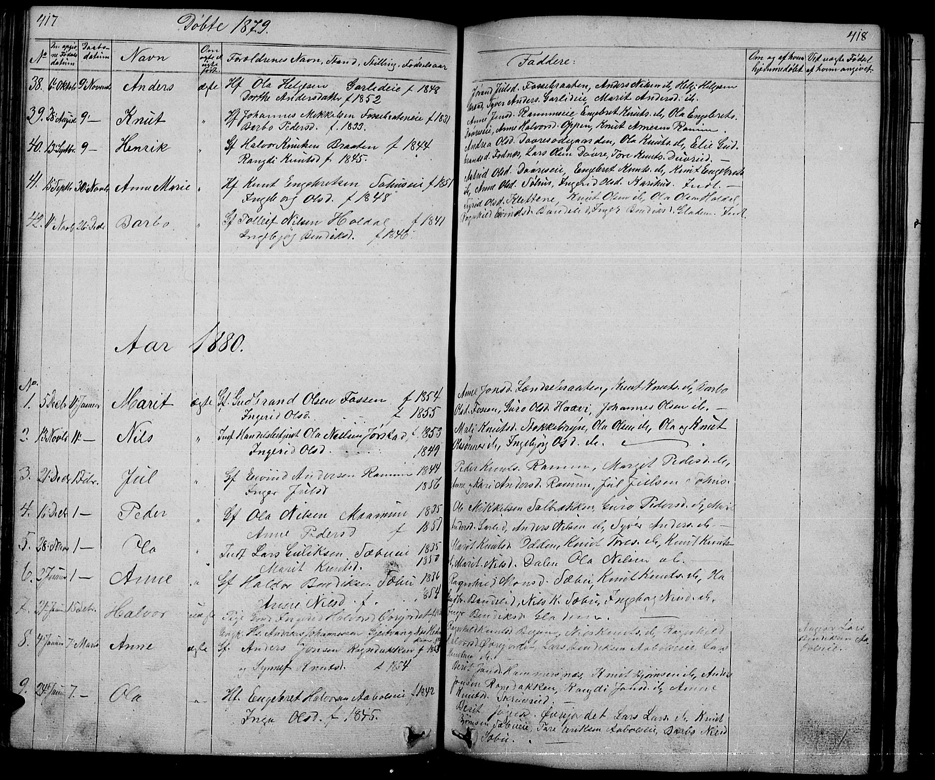 Nord-Aurdal prestekontor, SAH/PREST-132/H/Ha/Hab/L0001: Parish register (copy) no. 1, 1834-1887, p. 417-418