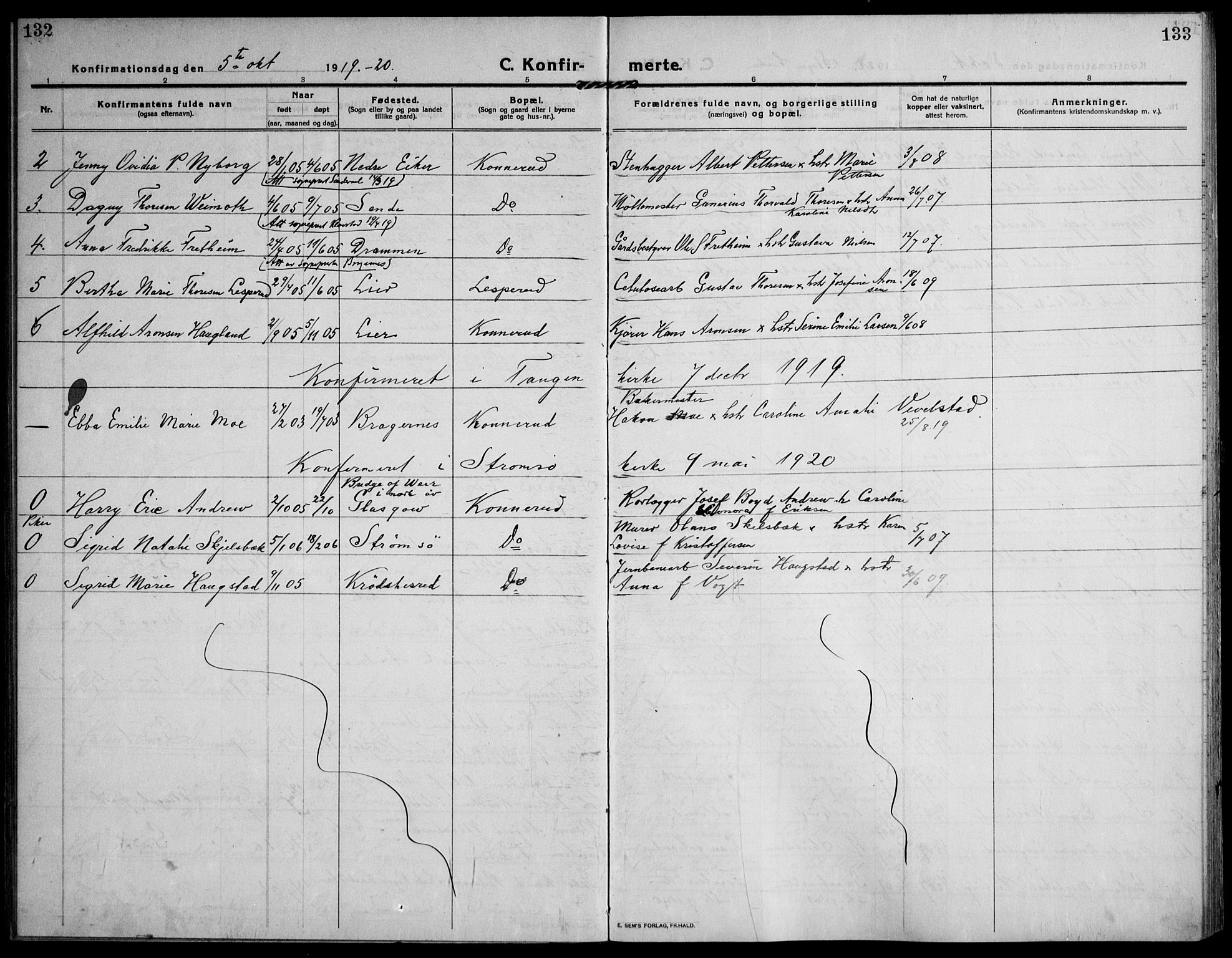 Skoger kirkebøker, SAKO/A-59/F/Fb/L0002: Parish register (official) no. II 2, 1914-1941, p. 132-133