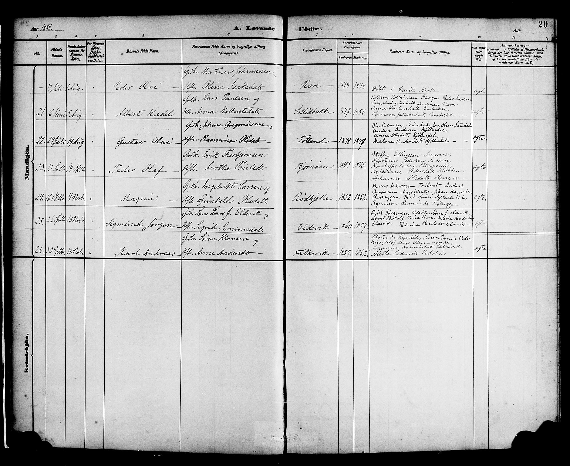 Davik sokneprestembete, SAB/A-79701/H/Haa/Haad/L0001: Parish register (official) no. D 1, 1882-1900, p. 29