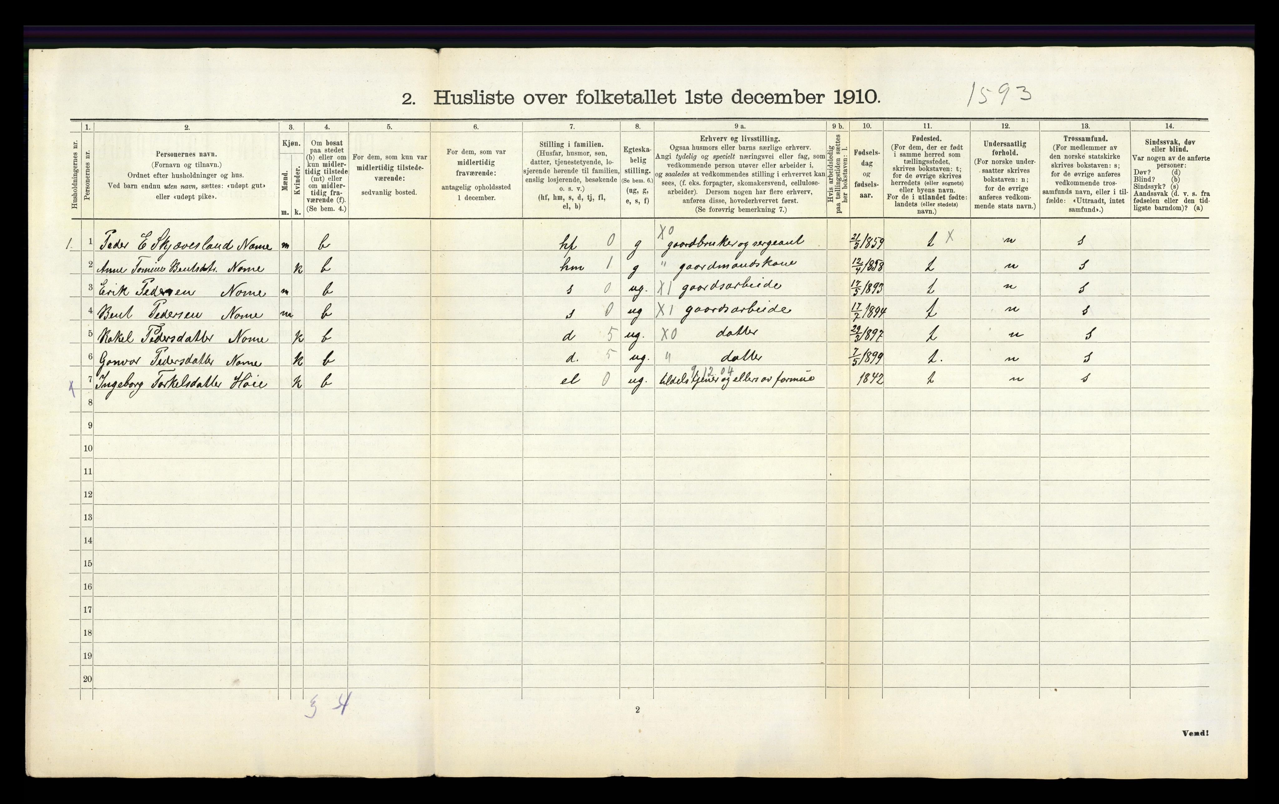 RA, 1910 census for Øyslebø, 1910, p. 27