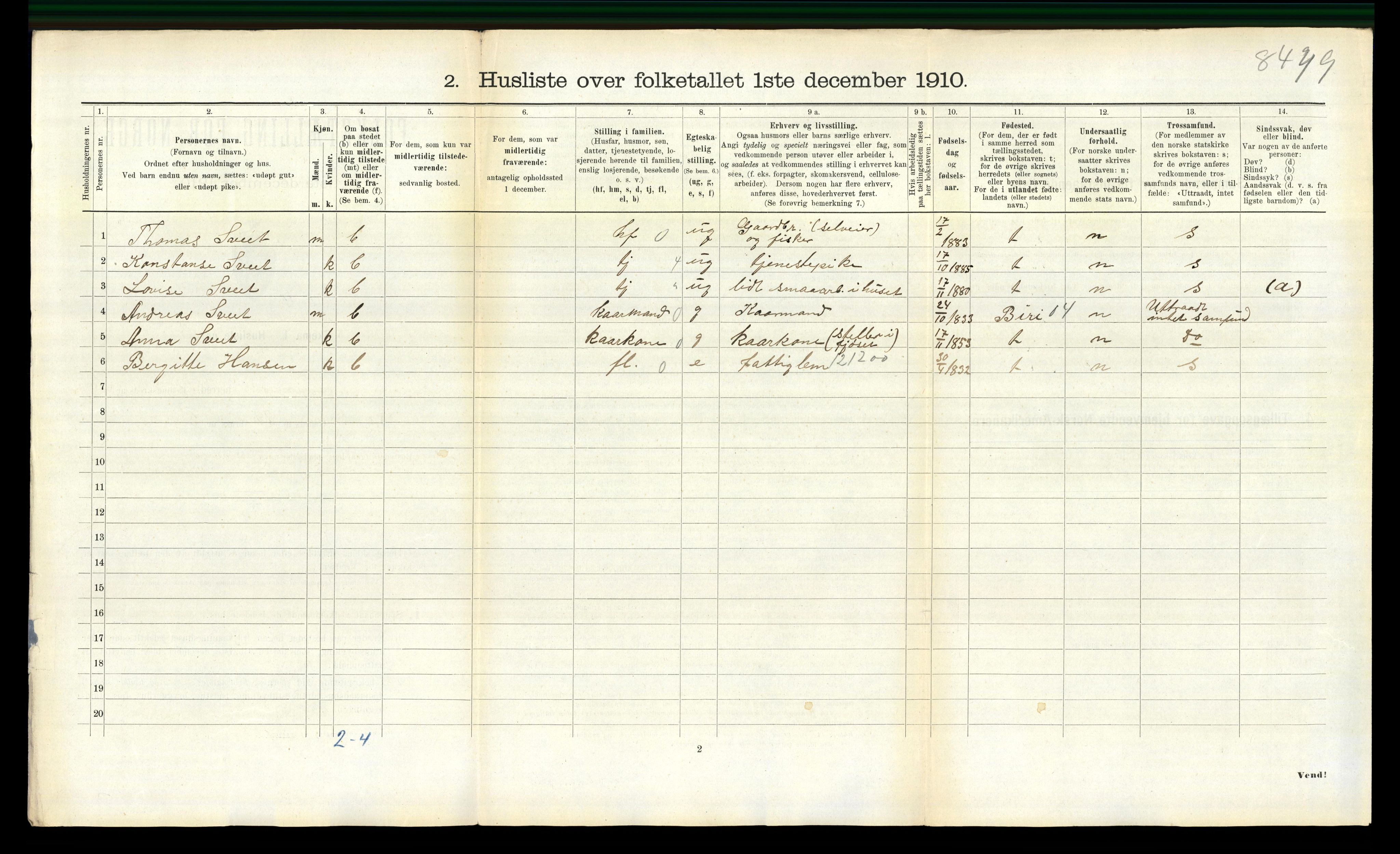 RA, 1910 census for Fosnes, 1910, p. 782