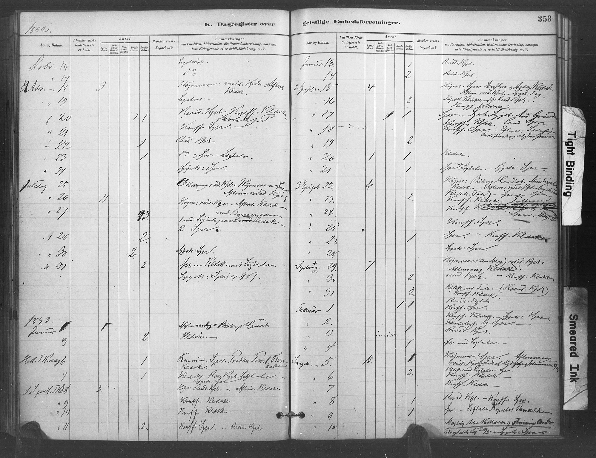 Kristiansand domprosti, AV/SAK-1112-0006/F/Fa/L0018: Parish register (official) no. A 17, 1880-1892, p. 353