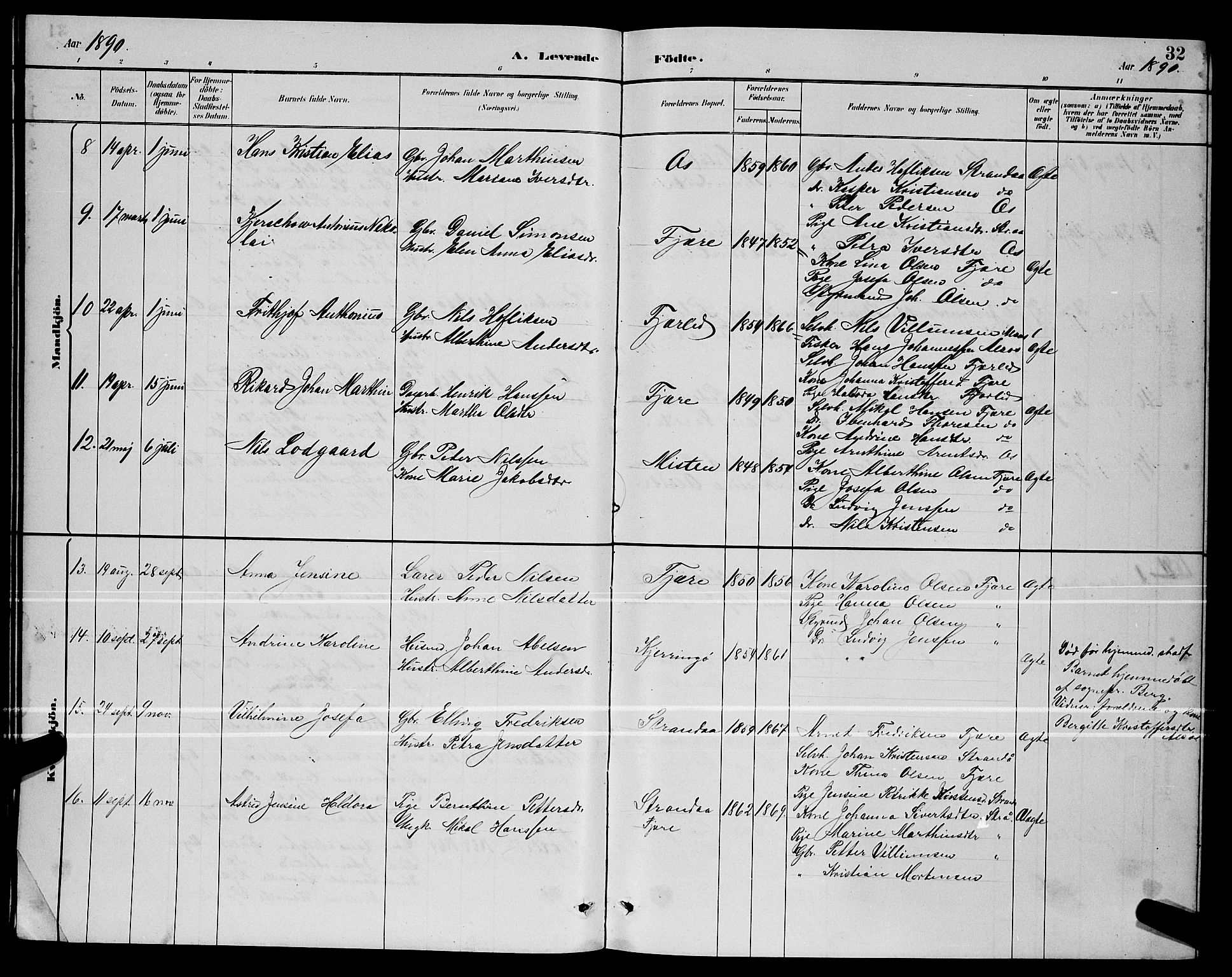 Ministerialprotokoller, klokkerbøker og fødselsregistre - Nordland, AV/SAT-A-1459/803/L0076: Parish register (copy) no. 803C03, 1882-1897, p. 32