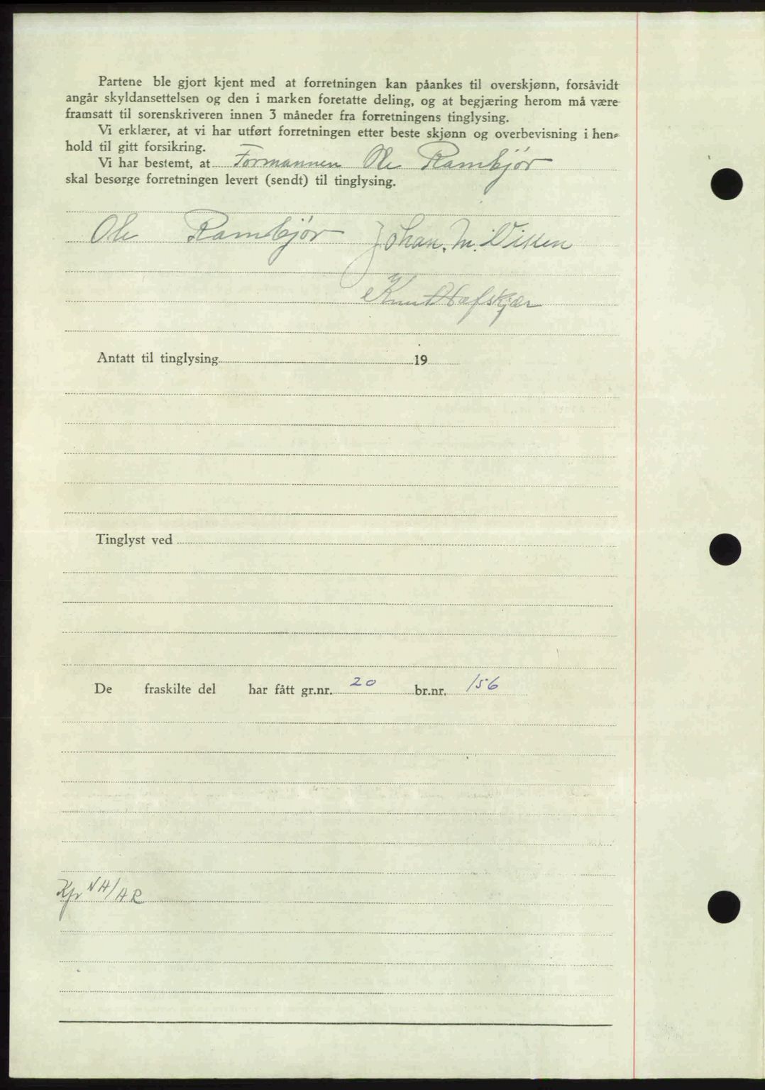 Nordmøre sorenskriveri, AV/SAT-A-4132/1/2/2Ca: Mortgage book no. A104, 1947-1947, Diary no: : 1096/1947
