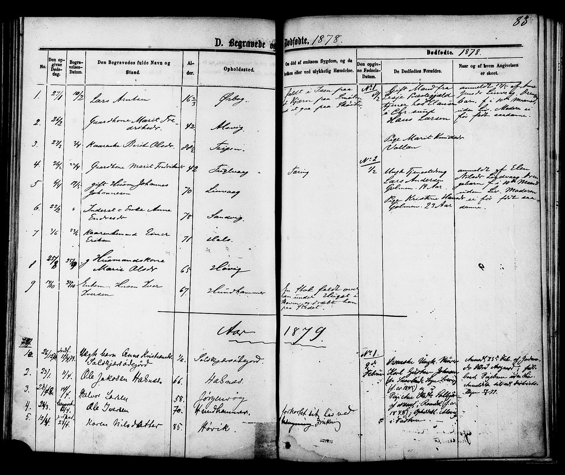 Ministerialprotokoller, klokkerbøker og fødselsregistre - Møre og Romsdal, SAT/A-1454/577/L0895: Parish register (official) no. 577A02, 1875-1879, p. 83