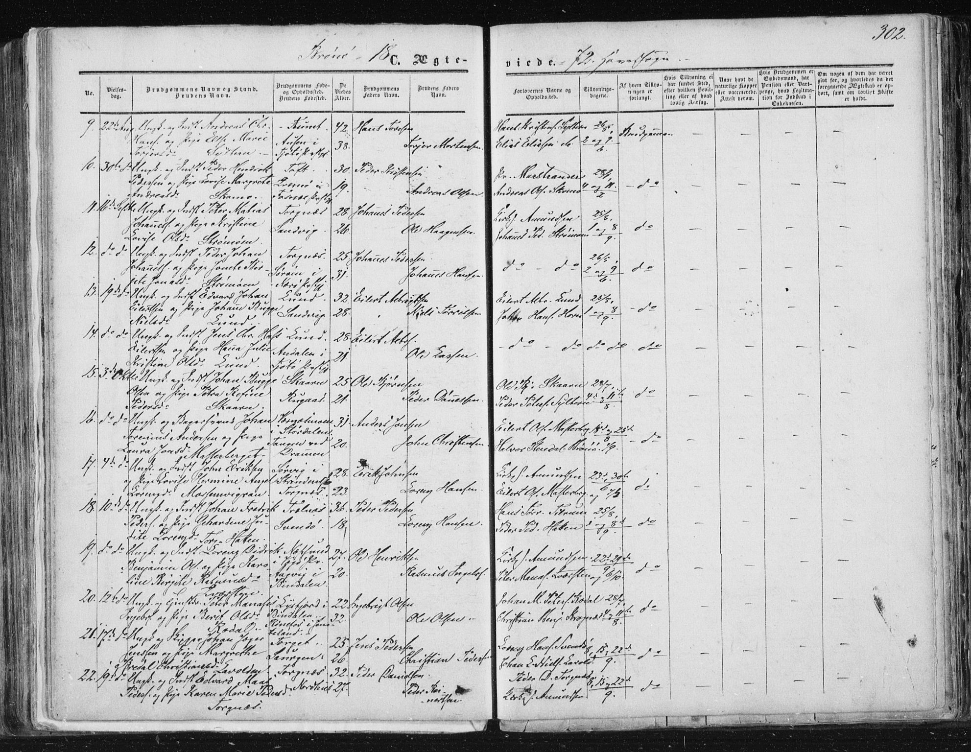 Ministerialprotokoller, klokkerbøker og fødselsregistre - Nordland, SAT/A-1459/813/L0198: Parish register (official) no. 813A08, 1834-1874, p. 302