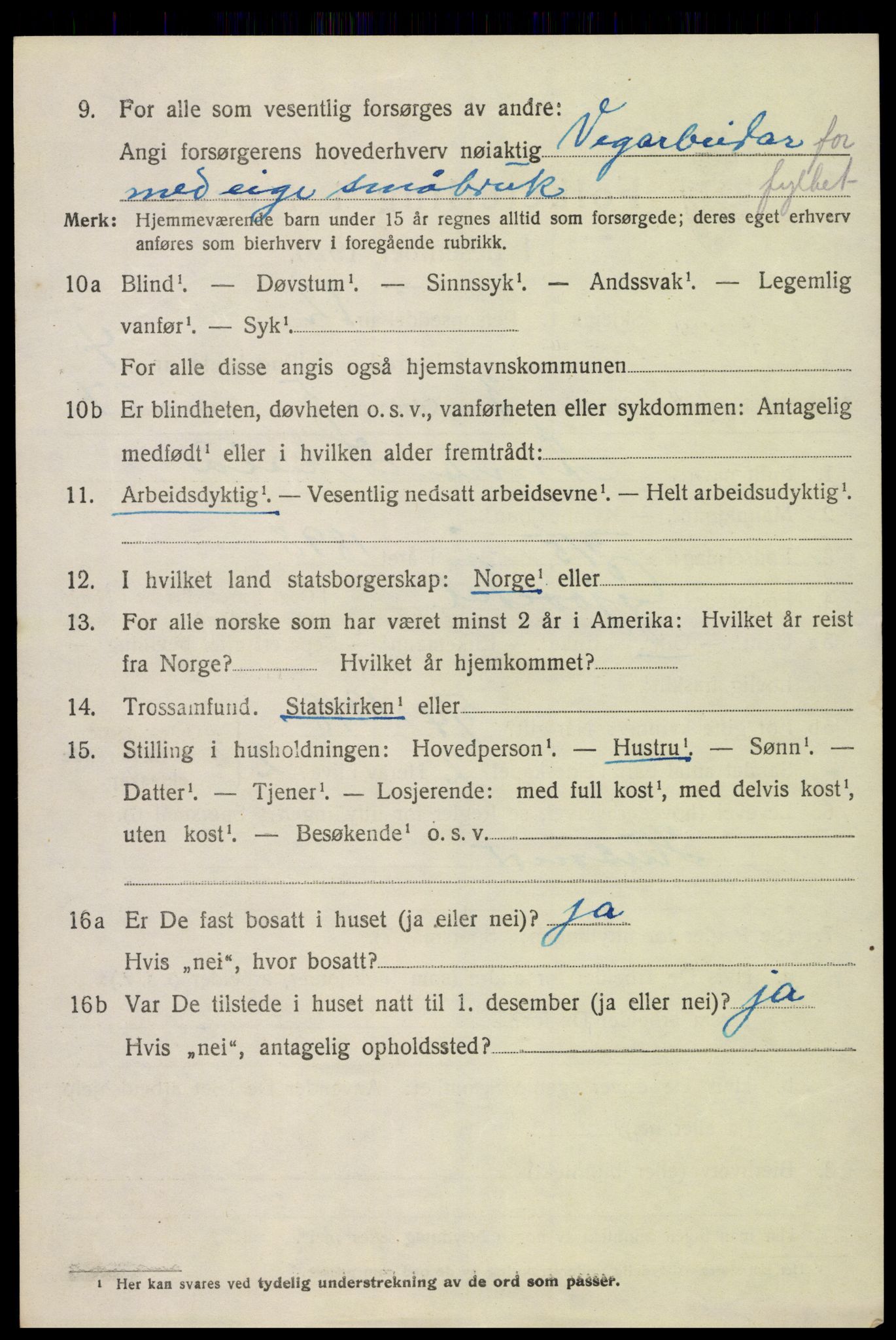 SAK, 1920 census for Hornnes, 1920, p. 1160