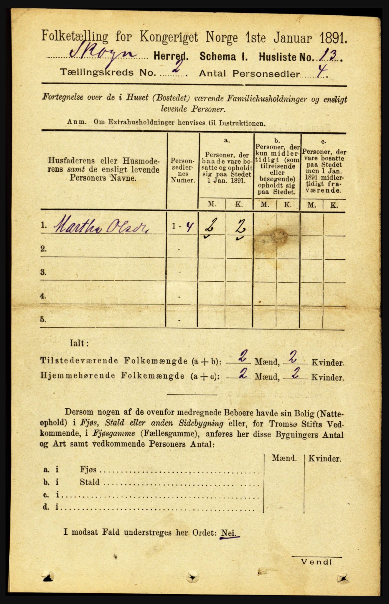 RA, 1891 census for 1719 Skogn, 1891, p. 879