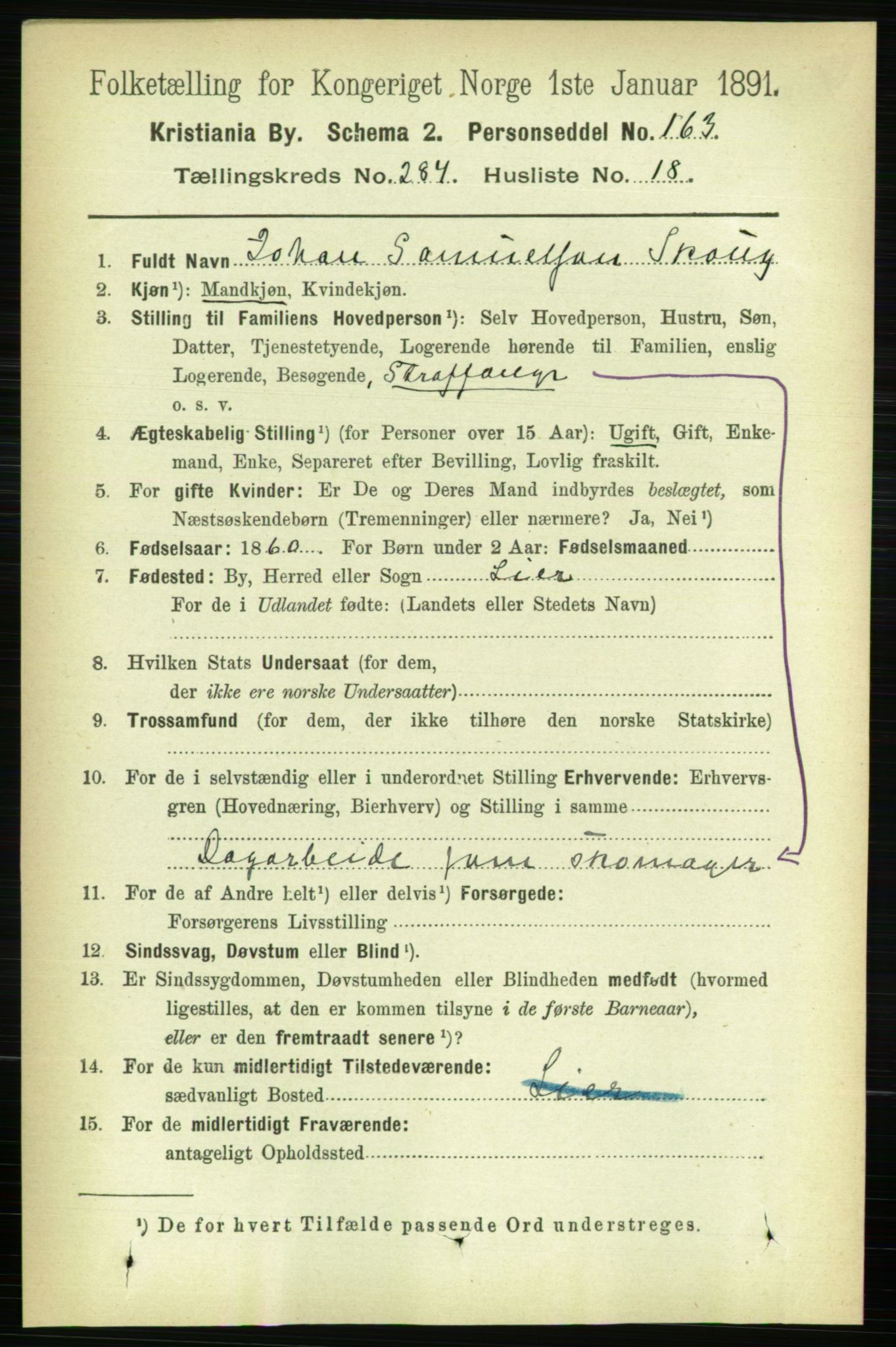 RA, 1891 census for 0301 Kristiania, 1891, p. 173991
