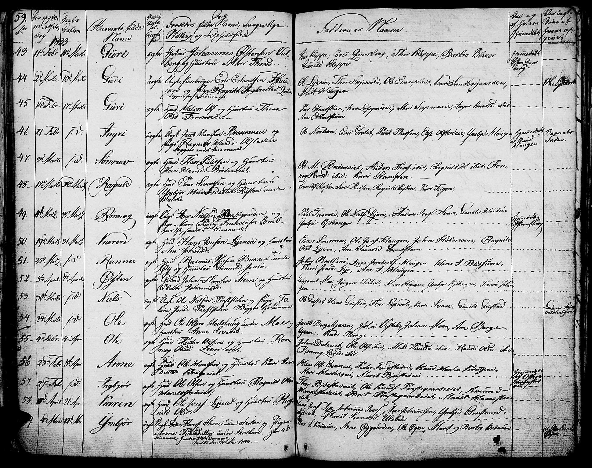 Vågå prestekontor, AV/SAH-PREST-076/H/Ha/Haa/L0004: Parish register (official) no. 4 /1, 1827-1842, p. 59