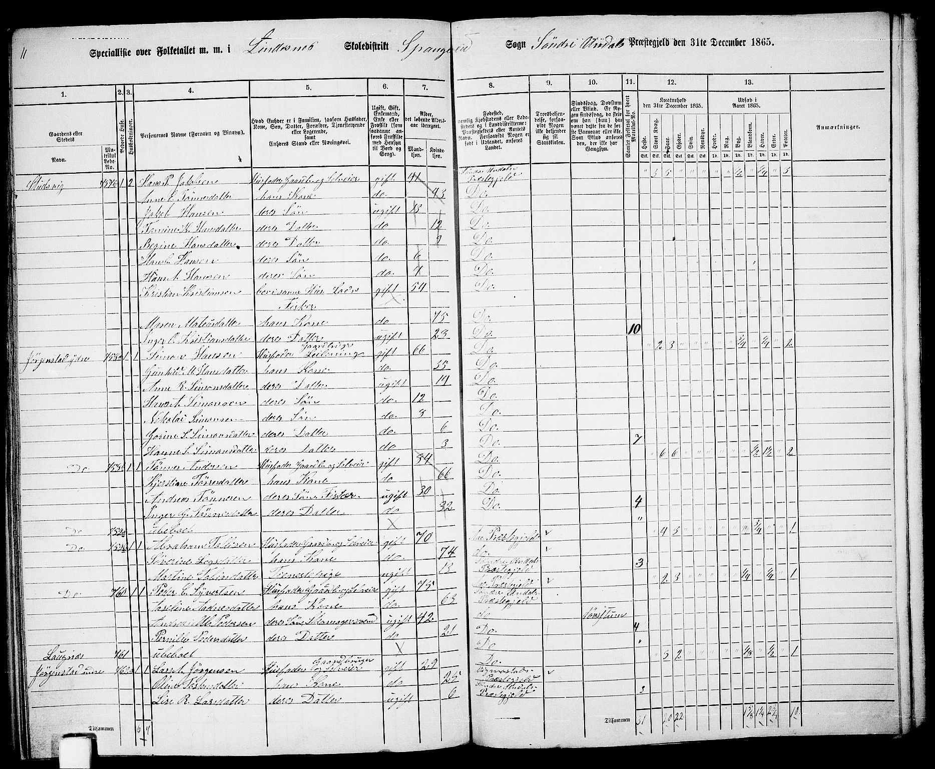 RA, 1865 census for Sør-Audnedal, 1865, p. 194