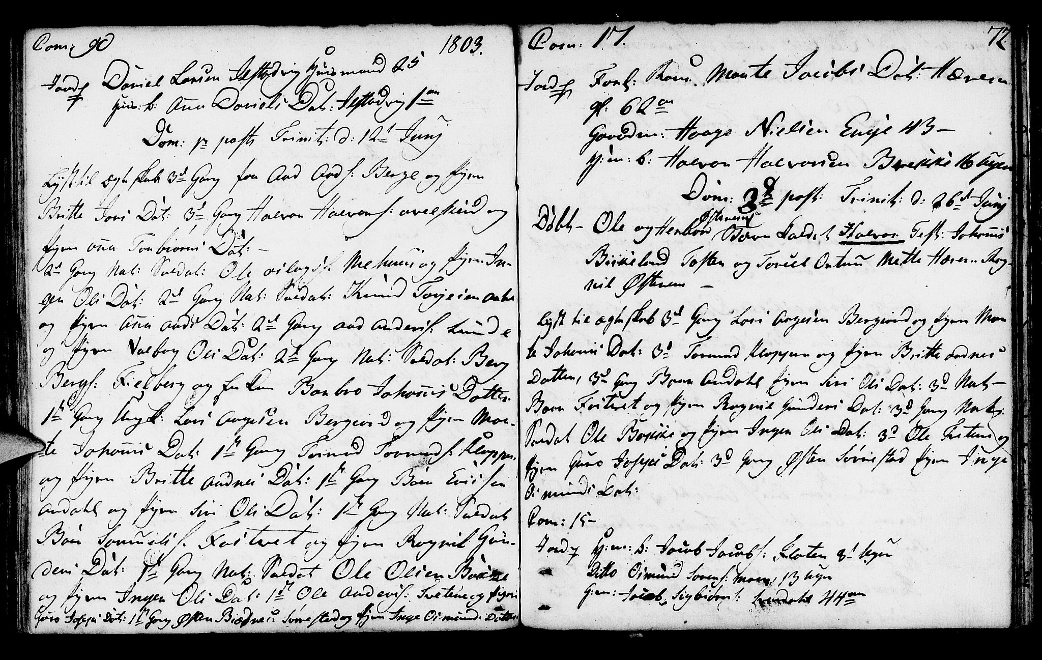 Suldal sokneprestkontor, SAST/A-101845/01/IV/L0002: Parish register (official) no. A 2, 1780-1808, p. 72