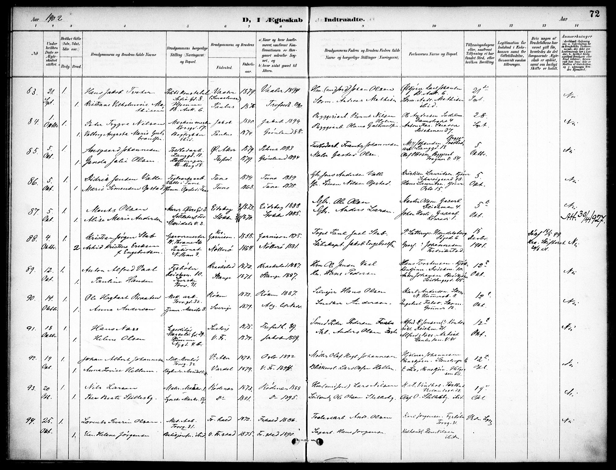Jakob prestekontor Kirkebøker, SAO/A-10850/F/Fa/L0006: Parish register (official) no. 6, 1895-1908, p. 72