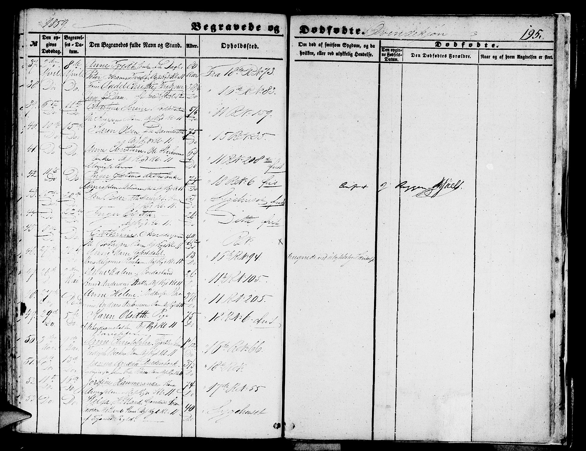 Domkirken sokneprestembete, AV/SAB-A-74801/H/Hab/L0038: Parish register (copy) no. E 2, 1847-1859, p. 195