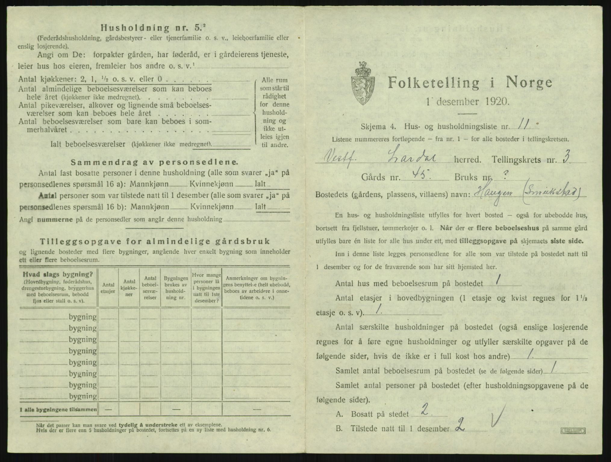 SAKO, 1920 census for Lardal, 1920, p. 337
