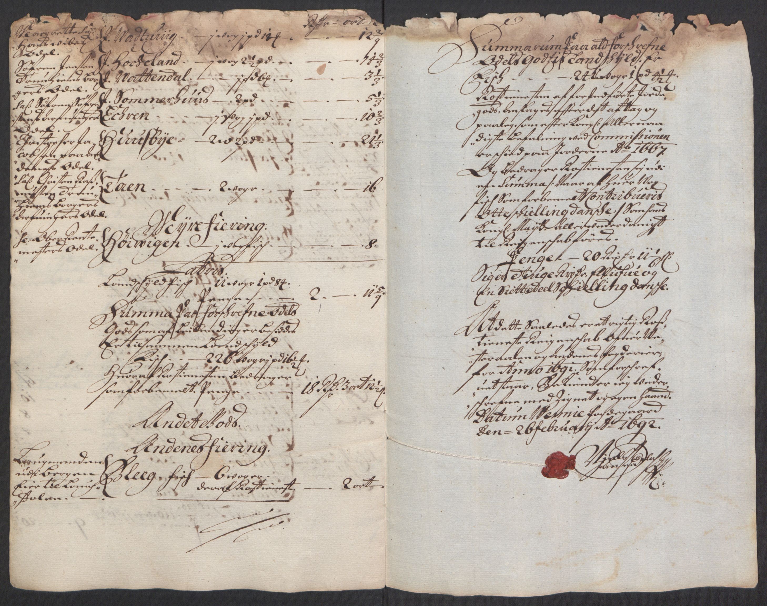 Rentekammeret inntil 1814, Reviderte regnskaper, Fogderegnskap, AV/RA-EA-4092/R67/L4676: Fogderegnskap Vesterålen, Andenes og Lofoten, 1691-1693, p. 25