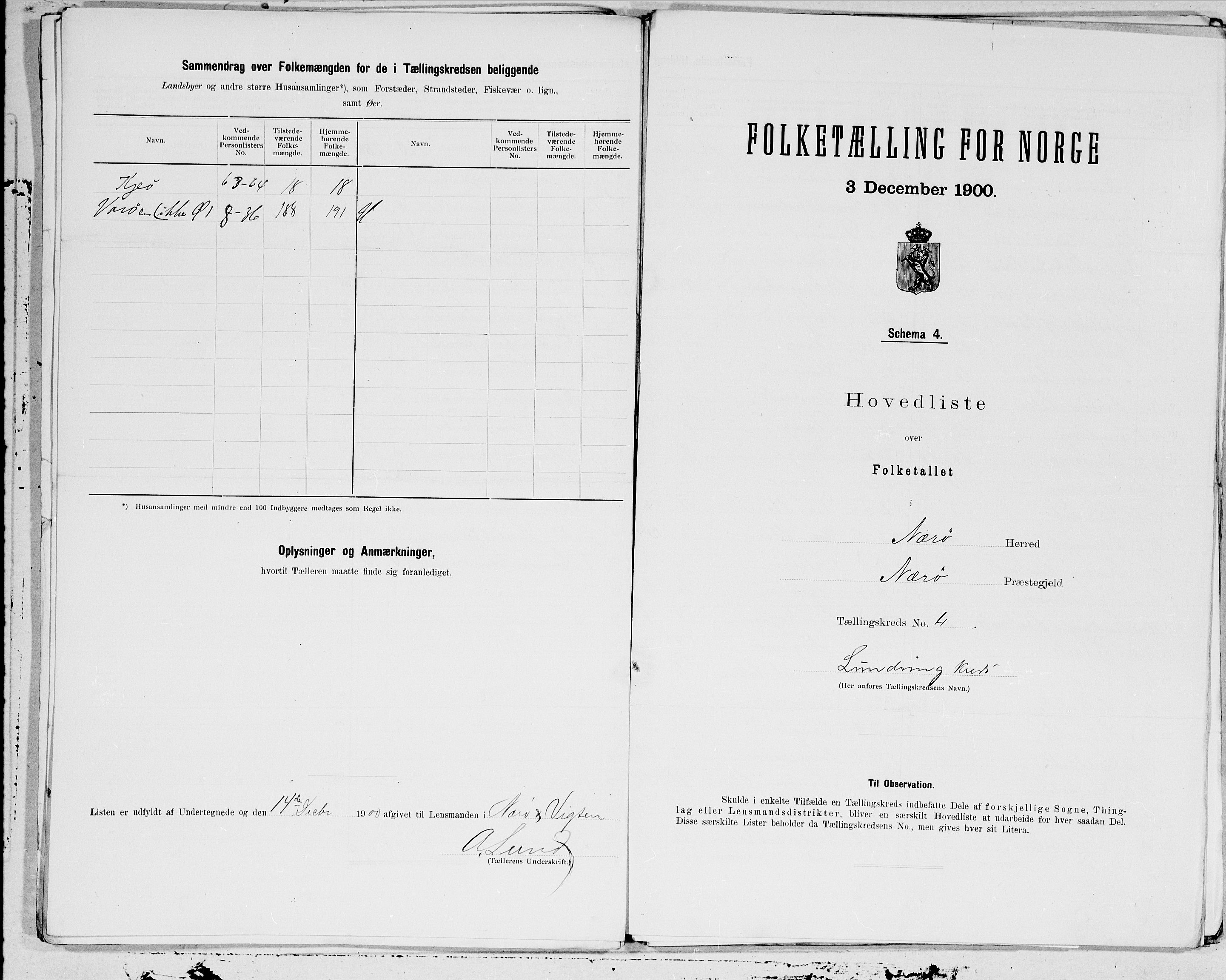 SAT, 1900 census for Nærøy, 1900, p. 8