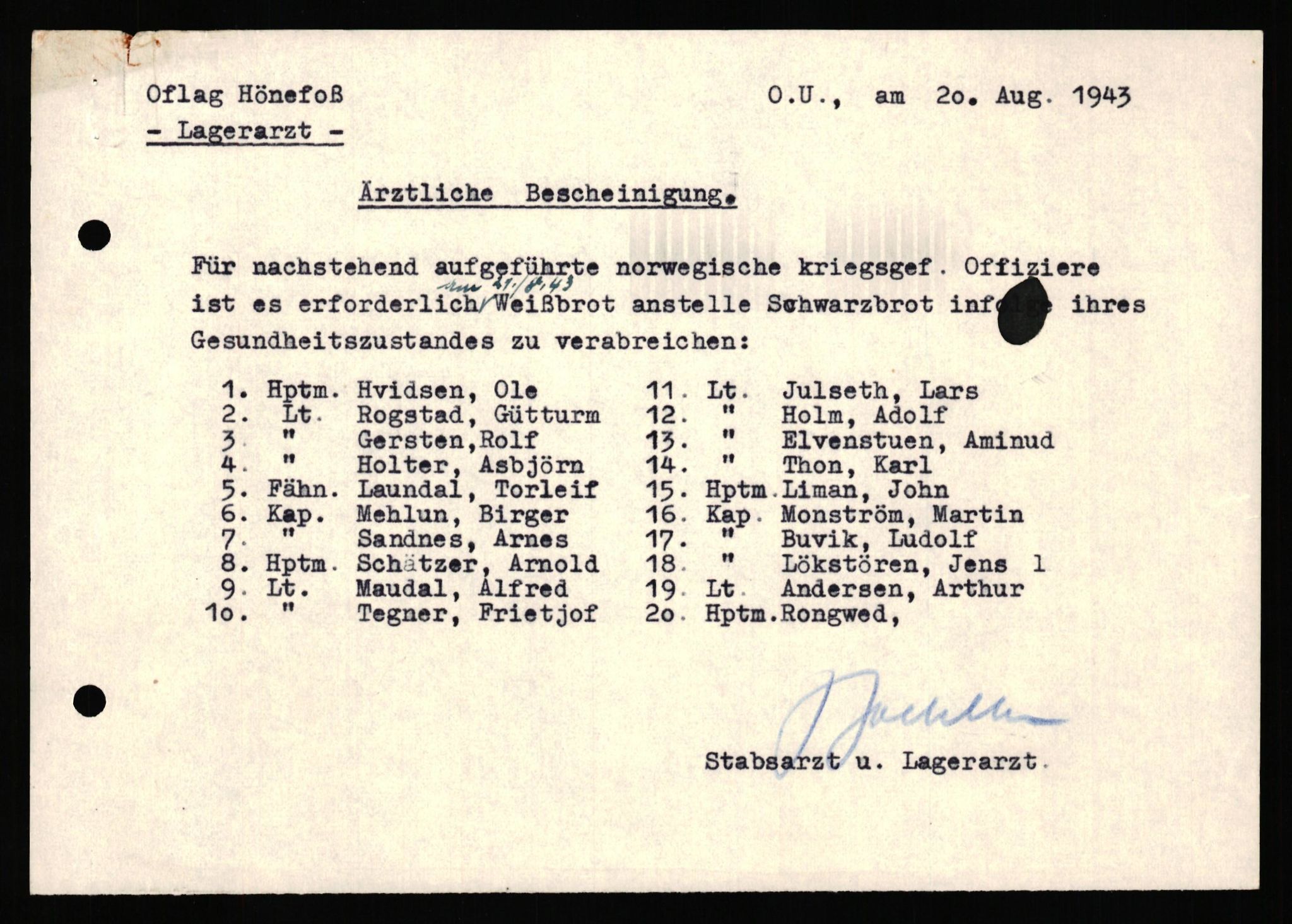 Forsvaret, Forsvarets krigshistoriske avdeling, AV/RA-RAFA-2017/Y/Yf/L0201: II-C-11-2102  -  Norske offiserer i krigsfangenskap, 1940-1945, p. 184