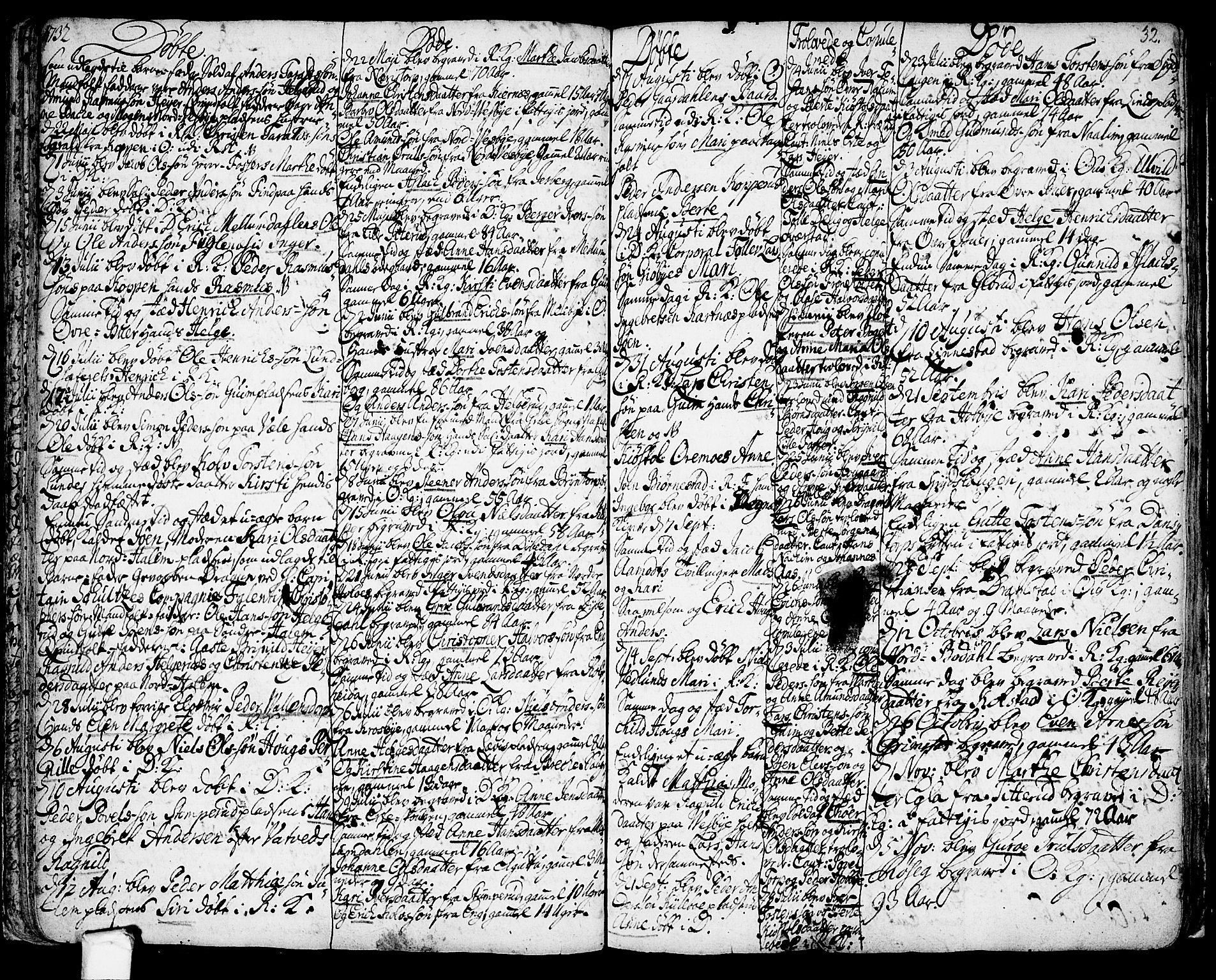 Rakkestad prestekontor Kirkebøker, AV/SAO-A-2008/F/Fa/L0001: Parish register (official) no. I 1, 1722-1740, p. 32