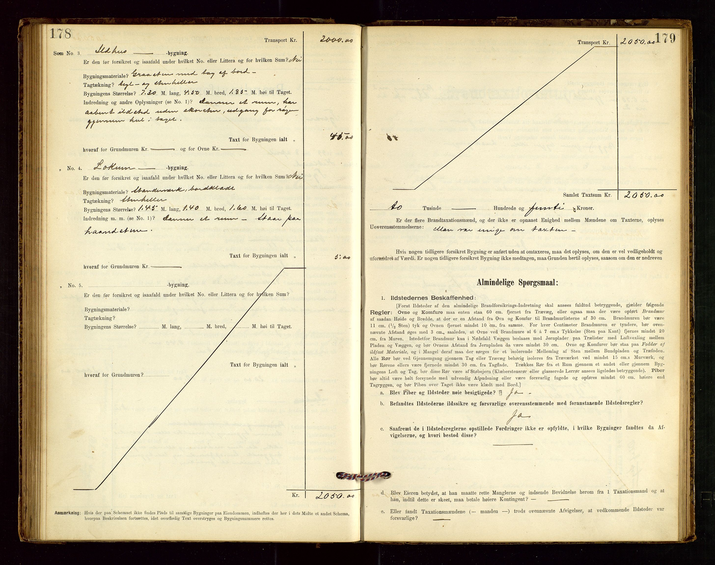 Tysvær lensmannskontor, AV/SAST-A-100192/Gob/L0001: "Brandtaxationsprotokol for Tysvær Lensmandsdistrikt Ryfylke Fogderi", 1894-1916, p. 178-179